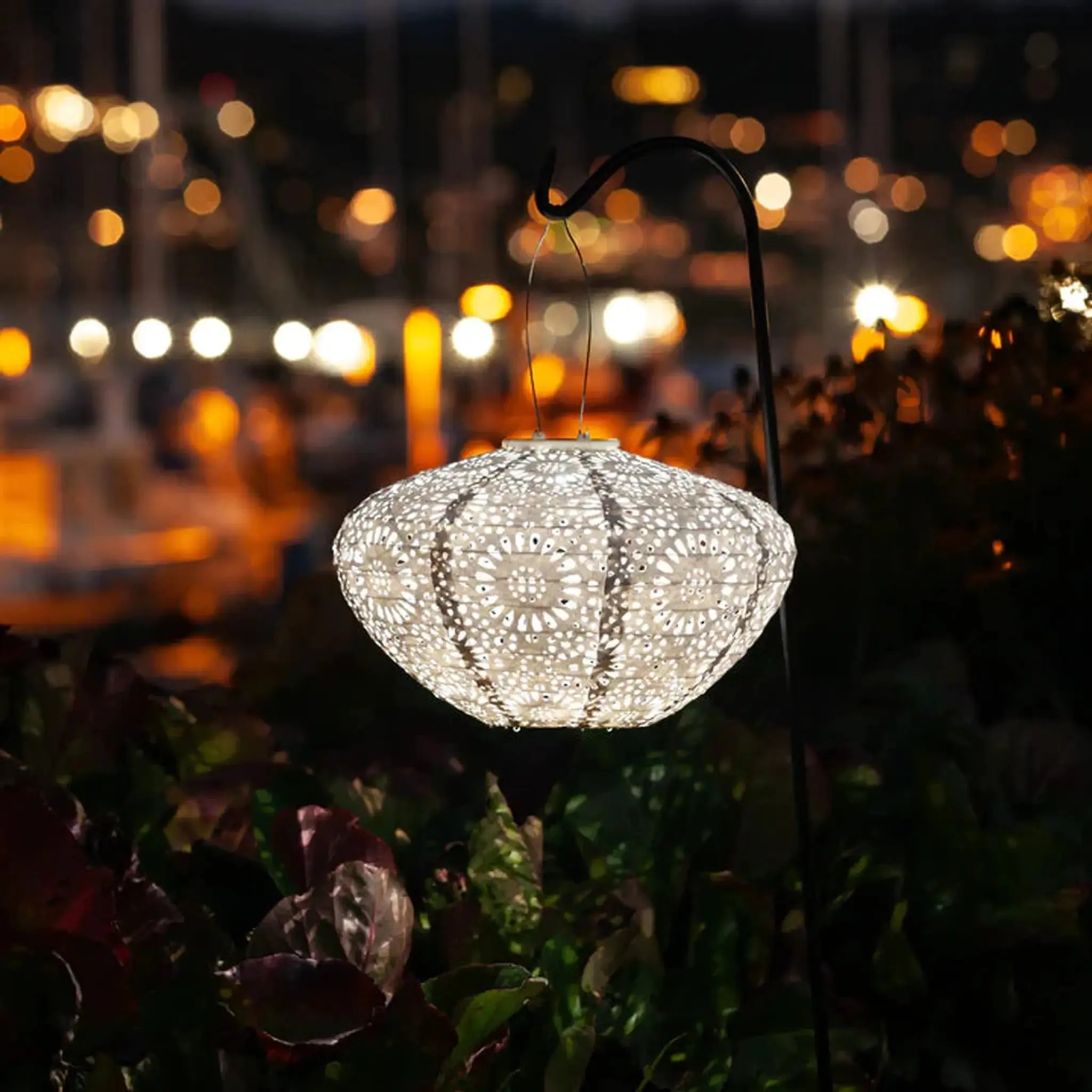 13" Crown Chantilly Lace Solar Lantern