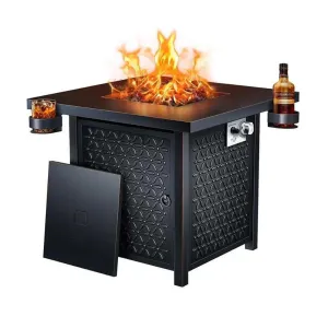 28" Propane Fire Pit Table with Two Cup Holders