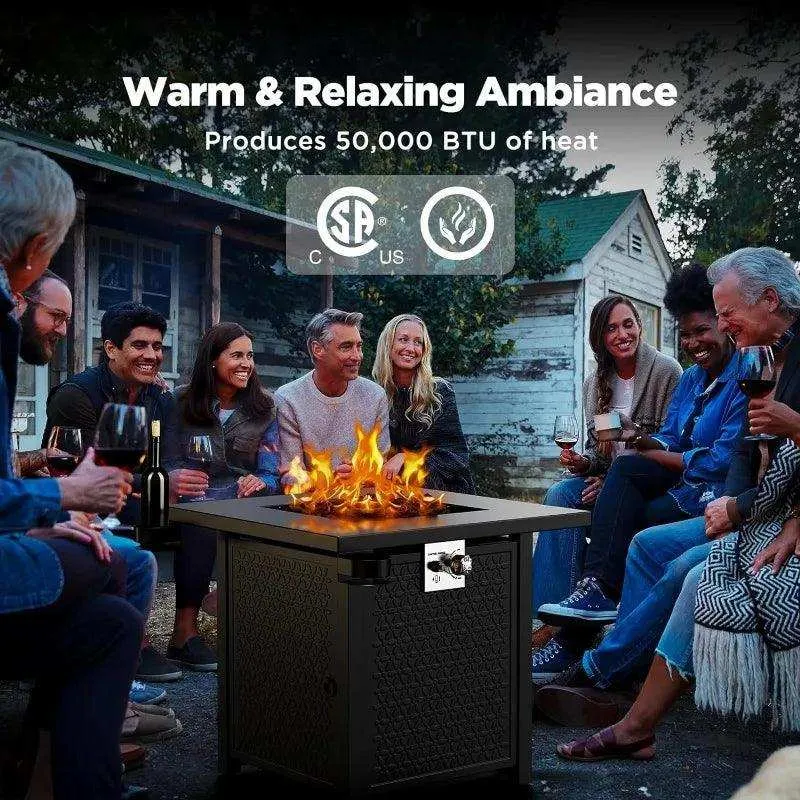 28" Propane Fire Pit Table with Two Cup Holders