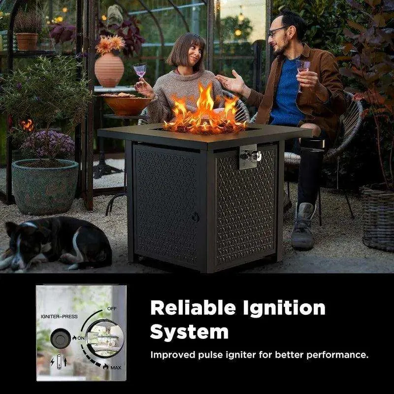 28" Propane Fire Pit Table with Two Cup Holders