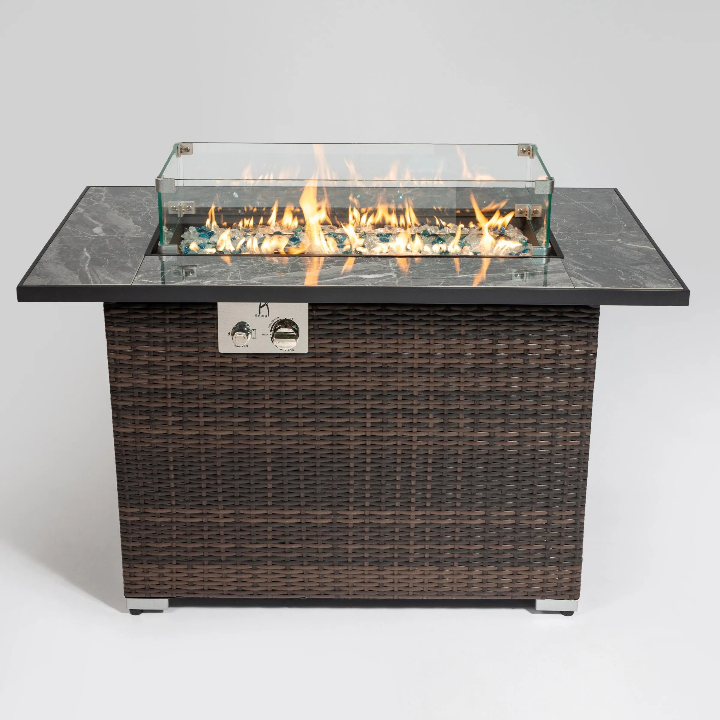 44" Outdoor Fire Pit Table, Propane Gas Fire Table with Ceramic Tabletop.