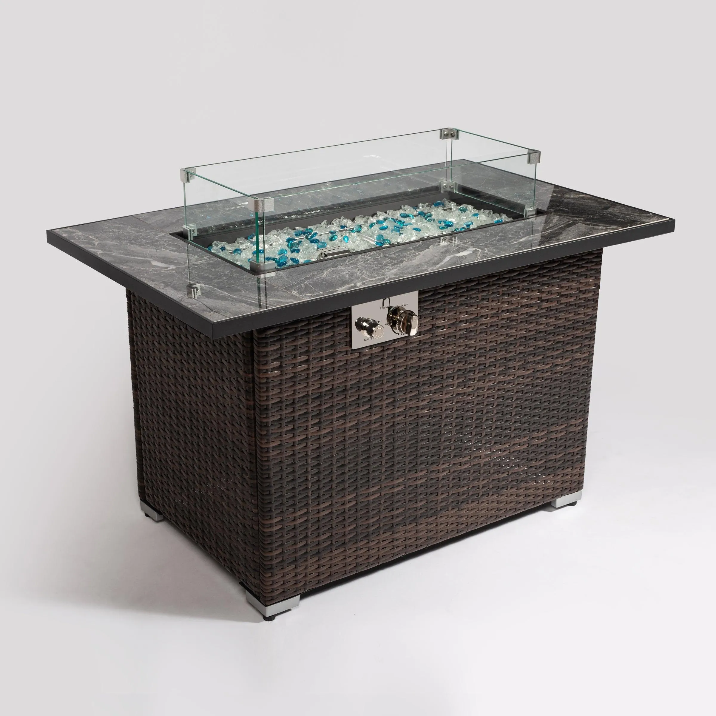 44" Outdoor Fire Pit Table, Propane Gas Fire Table with Ceramic Tabletop.