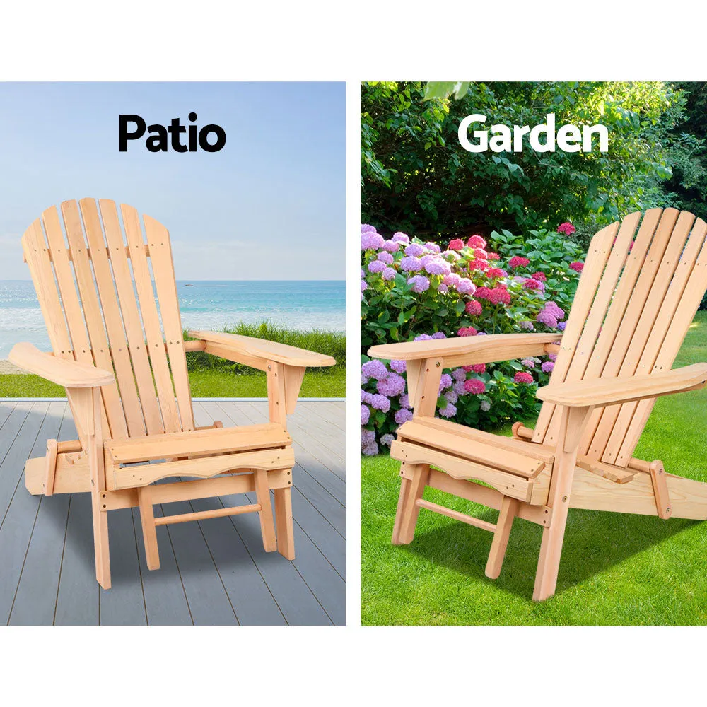 Adirondack Gardeon Outdoor Chairs Wooden Sun Lounge Patio Furniture Garden Natural