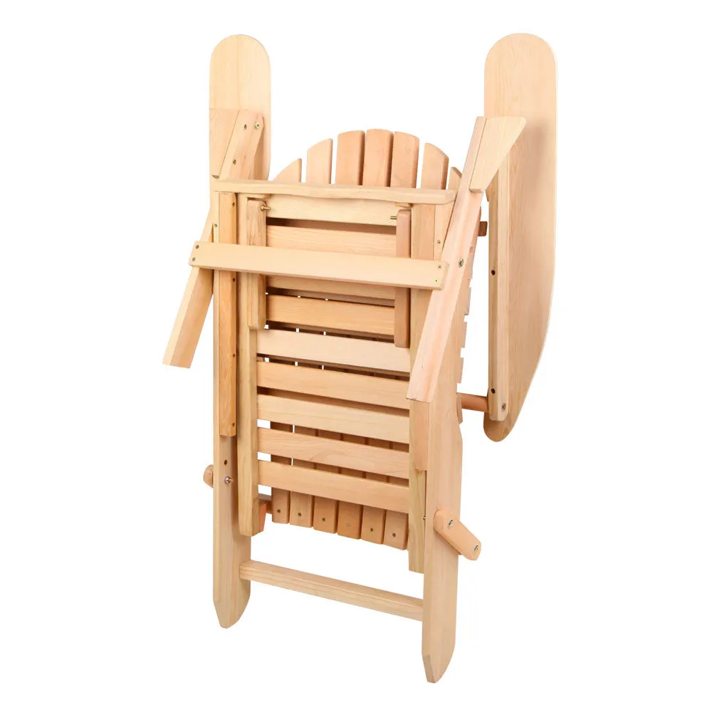 Adirondack Gardeon Outdoor Chairs Wooden Sun Lounge Patio Furniture Garden Natural