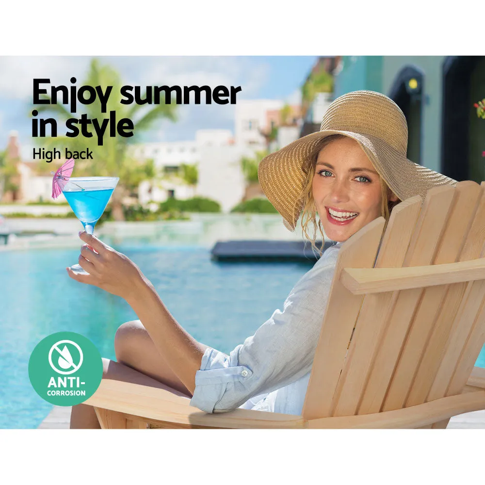 Adirondack Gardeon Outdoor Chairs Wooden Sun Lounge Patio Furniture Garden Natural