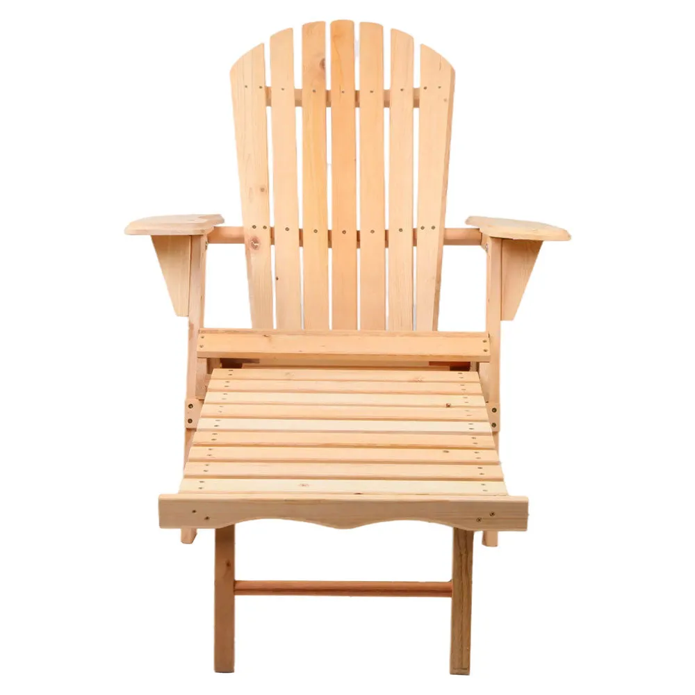 Adirondack Gardeon Outdoor Chairs Wooden Sun Lounge Patio Furniture Garden Natural