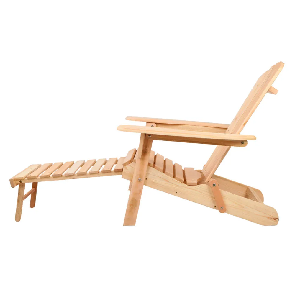 Adirondack Gardeon Outdoor Chairs Wooden Sun Lounge Patio Furniture Garden Natural