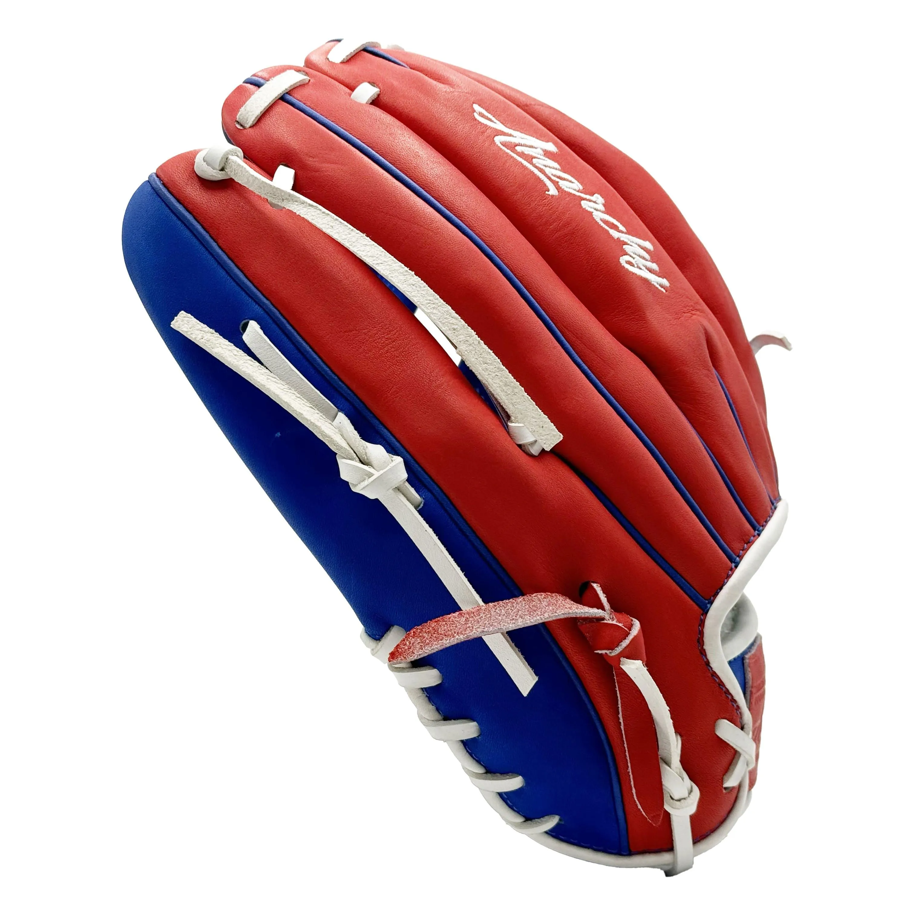 Anarchy Kip Leather Premium Softball Fielding Glove - AFG002 (Red/Royal)