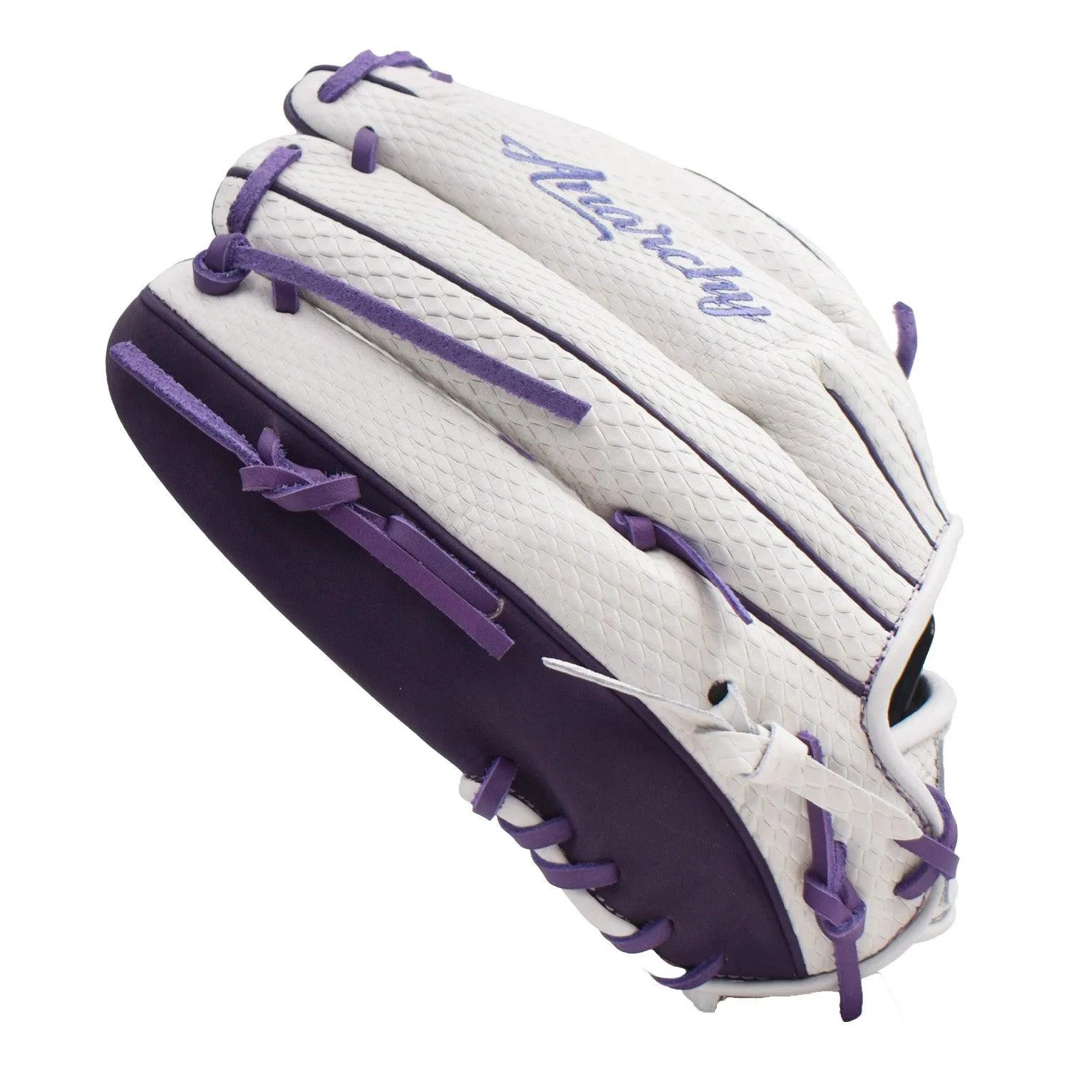 Anarchy Kip Leather Premium Softball Fielding Glove - AFG008 (White/Purple)