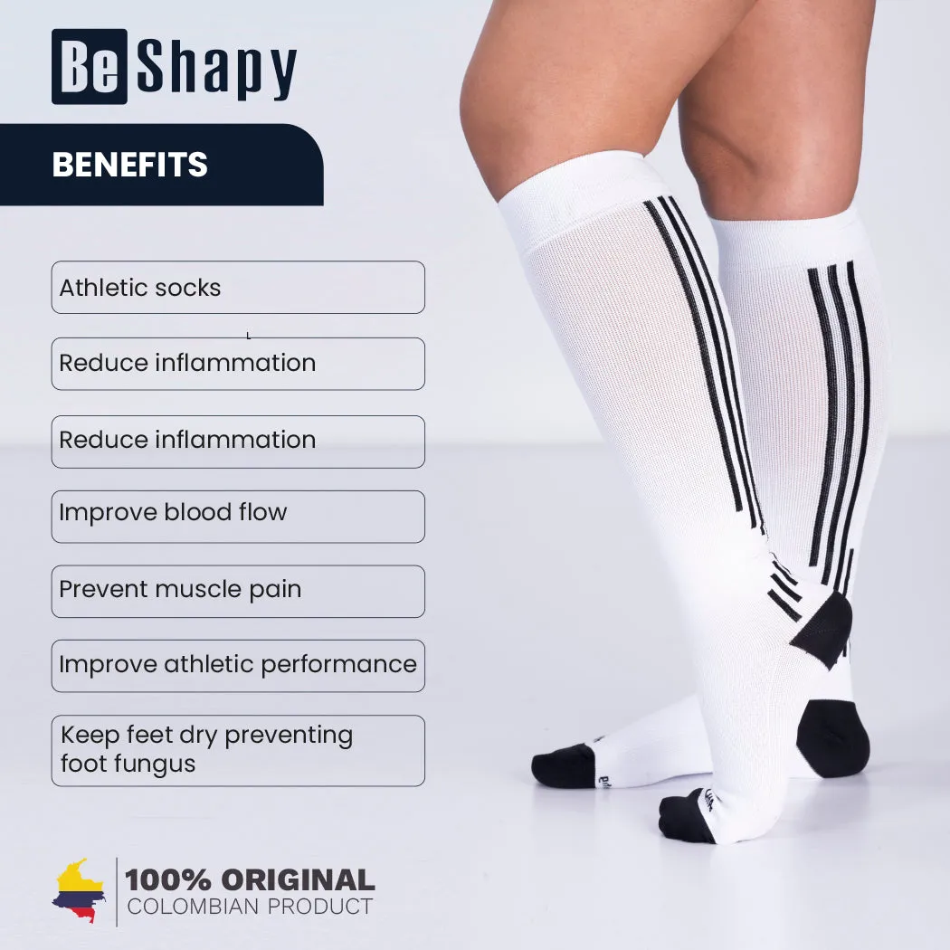 Be Shapy | Sports Compression Short Unisex Socks | Medias Cortas Deportivas de Compresión Moderada