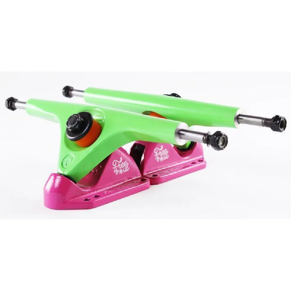 Free Soul Longboard Skateboard Trucks 180mm Neon Green/Pink - set of 2