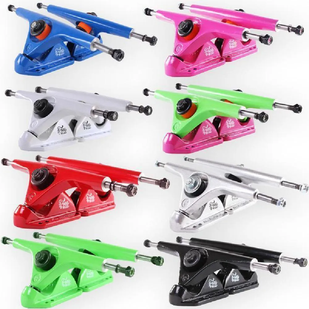 Free Soul Longboard Skateboard Trucks 180mm Neon Green/Pink - set of 2
