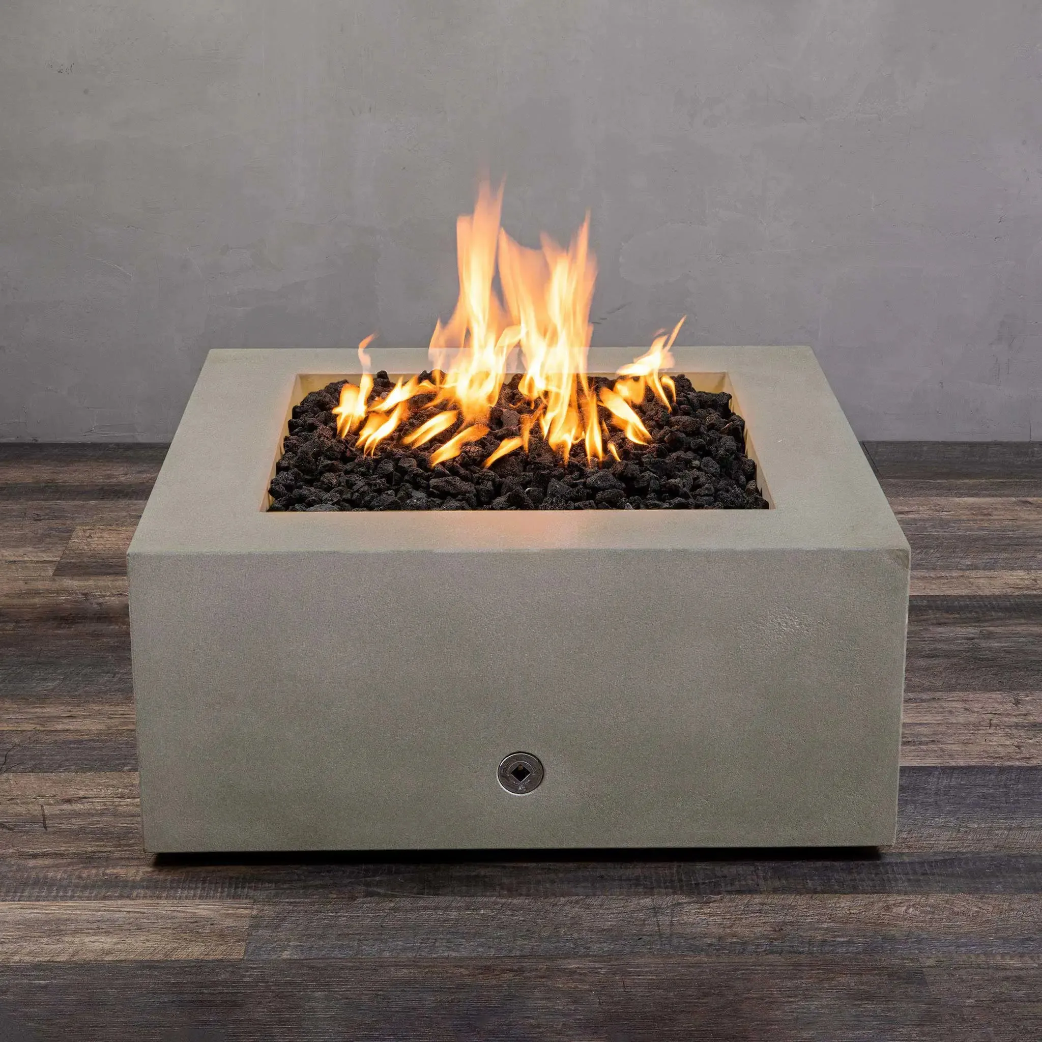 Gravity 36" W Beige Square Concrete Match Lit Natural Gas Fire Pit - SD-FP-GRAV-363616-BEIG-ML by Starfire Designs