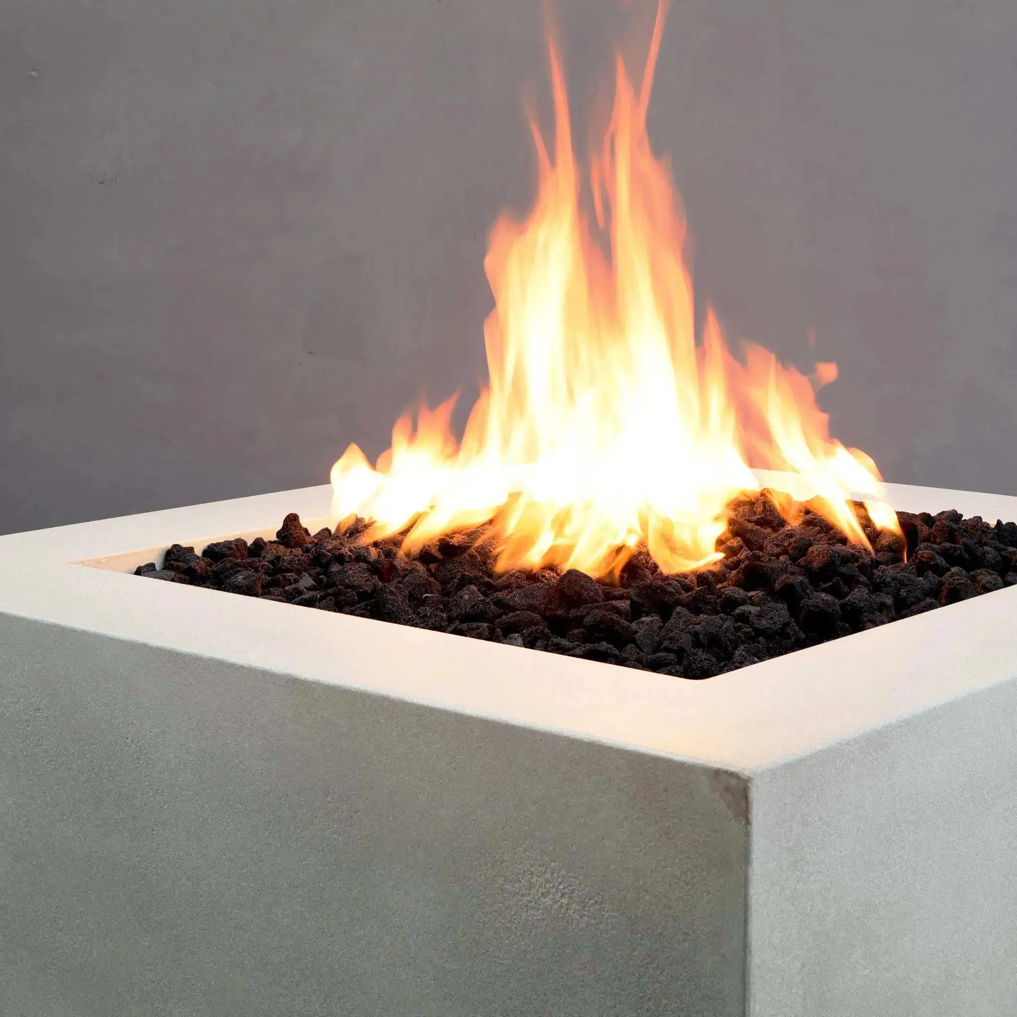 Gravity 36" W White Square Concrete PowerGlow Electronic Ignition Natural Gas Fire Pit - SD-FP-GRAV-363616-WHT-POWERGLOW-NG by Starfire Designs