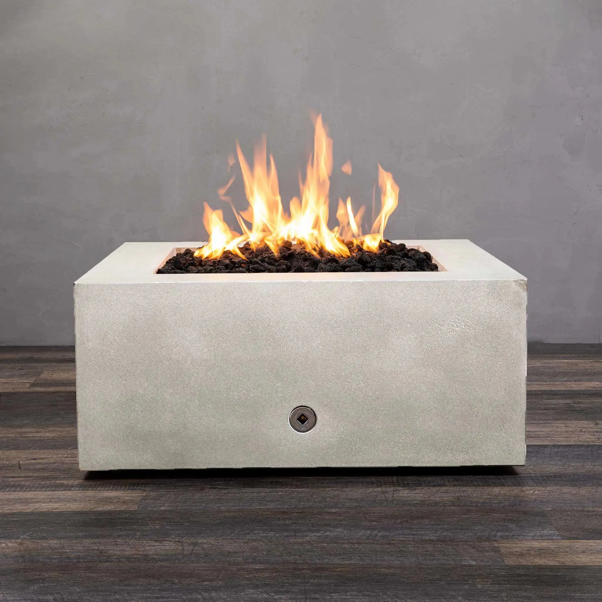 Gravity 36" W White Square Concrete PowerGlow Electronic Ignition Natural Gas Fire Pit - SD-FP-GRAV-363616-WHT-POWERGLOW-NG by Starfire Designs