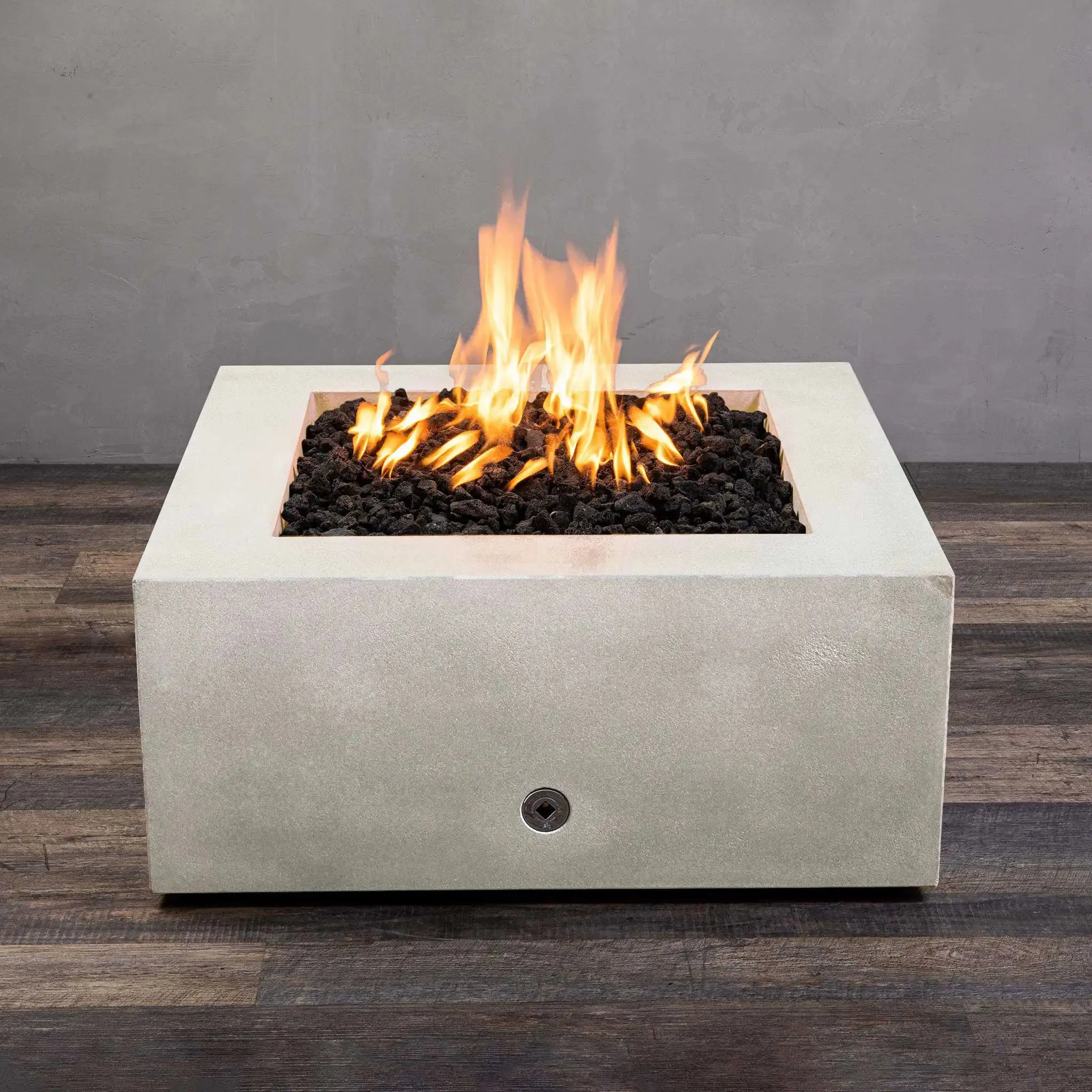Gravity 36" W White Square Concrete PowerGlow Electronic Ignition Natural Gas Fire Pit - SD-FP-GRAV-363616-WHT-POWERGLOW-NG by Starfire Designs