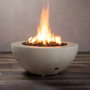 Gravity - Rustic 36" W Beige Round Concrete CSA Electronic Ignition High/Low Natural Gas Fire Pit - SD-FP-TRAV-3616-BEIG-ELECCSAHL-NG by Starfire Designs