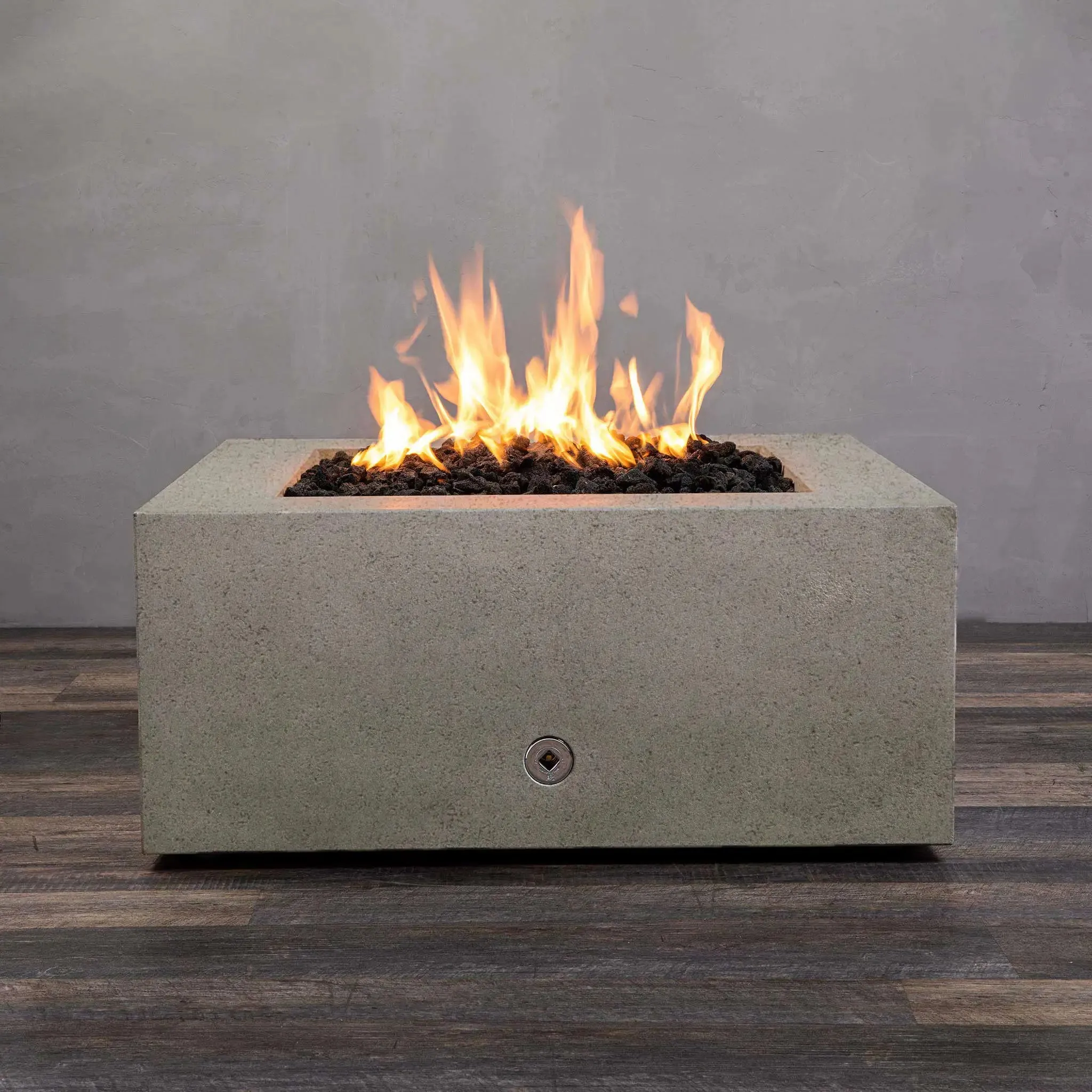 Gravity - Rustic 36" W Beige Square Concrete CSA Electronic Ignition High/Low Natural Gas Fire Pit - SD-FP-TRAV-363616-BEIG-ELECCSAHL-NG by Starfire Designs
