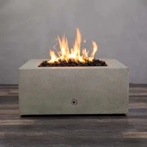 Gravity - Rustic 36" W Beige Square Concrete CSA Electronic Ignition High/Low Natural Gas Fire Pit - SD-FP-TRAV-363616-BEIG-ELECCSAHL-NG by Starfire Designs