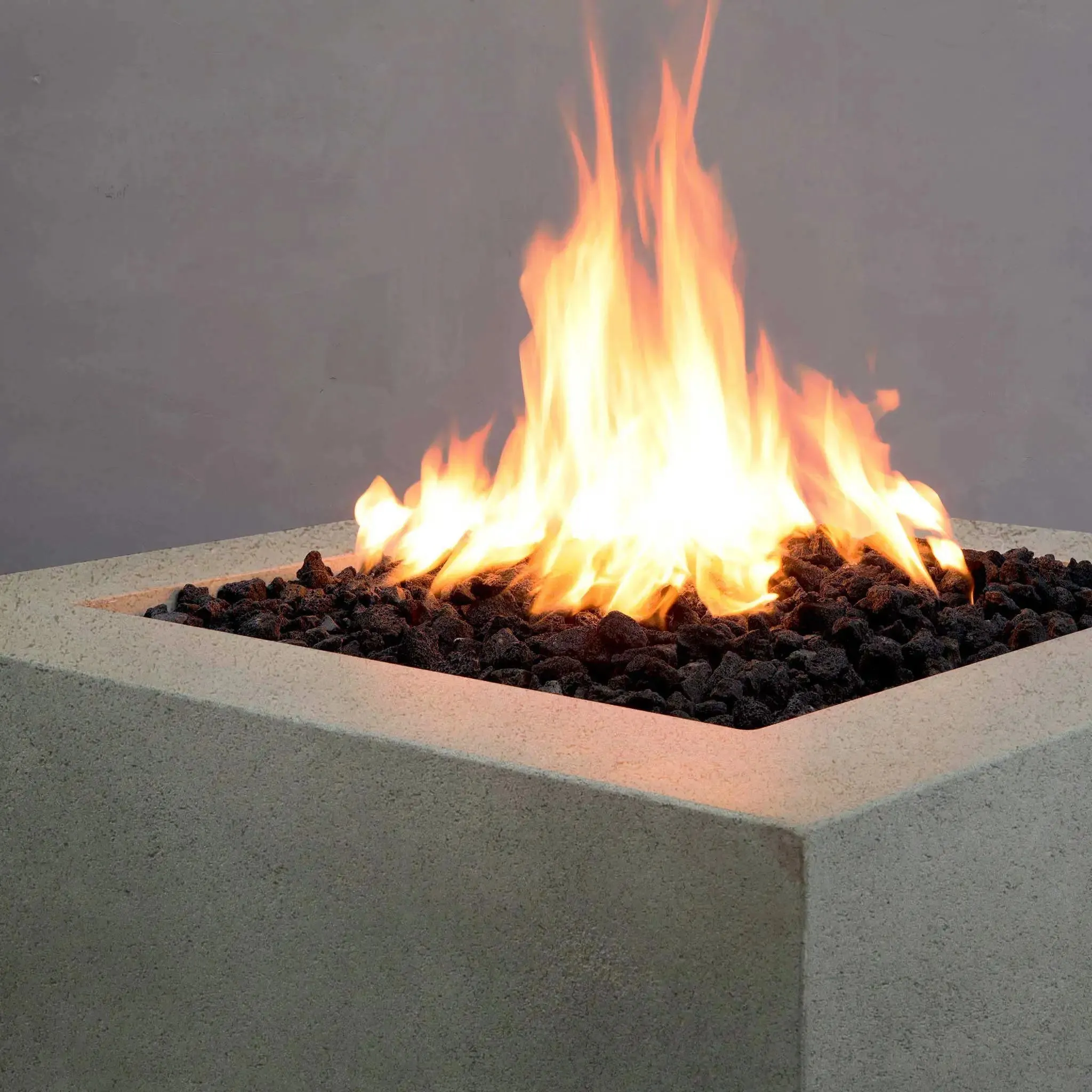 Gravity - Rustic 36" W Beige Square Concrete CSA Electronic Ignition High/Low Natural Gas Fire Pit - SD-FP-TRAV-363616-BEIG-ELECCSAHL-NG by Starfire Designs