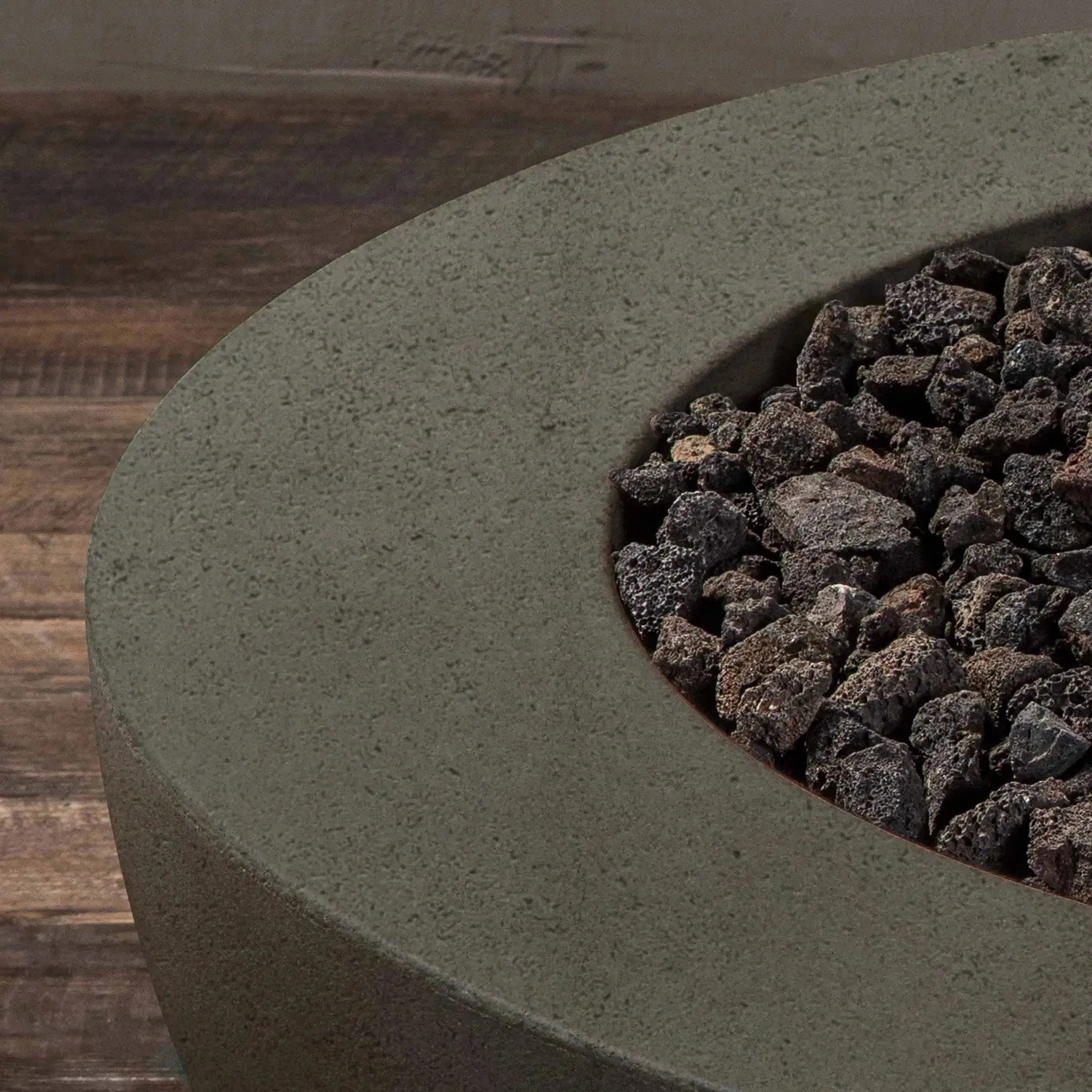 Gravity - Rustic 36" W Brown Round Concrete CSA Electronic Ignition On/Off Propane Gas Fire Pit - SD-FP-TRAV-3616-BRN-ELECCSAOO-LP by Starfire Designs