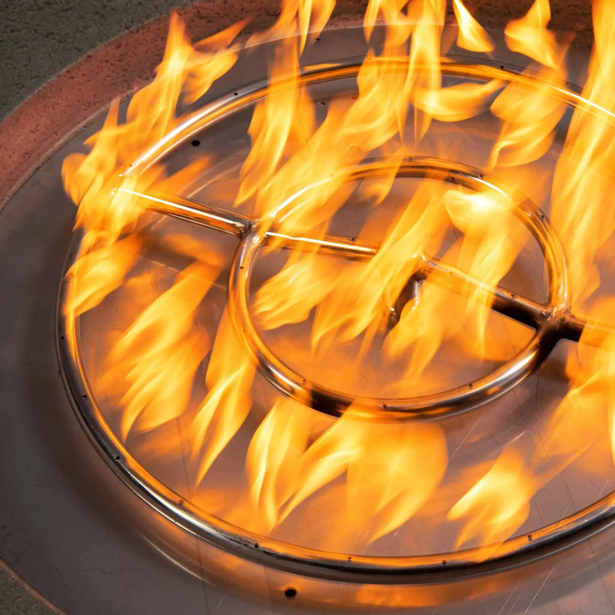 Gravity - Rustic 36" W Brown Round Concrete CSA Electronic Ignition On/Off Propane Gas Fire Pit - SD-FP-TRAV-3616-BRN-ELECCSAOO-LP by Starfire Designs