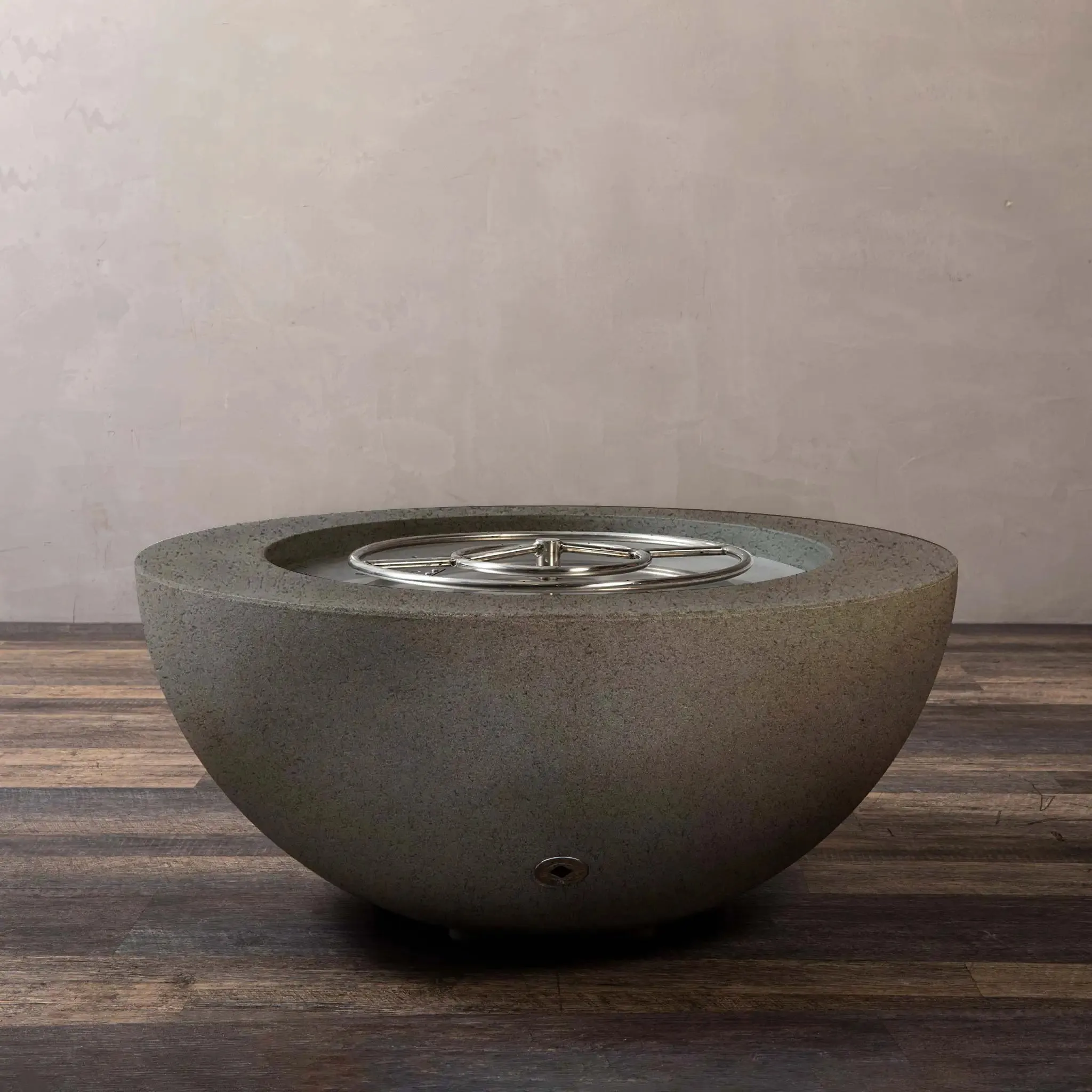 Gravity - Rustic 36" W Brown Round Concrete CSA Electronic Ignition On/Off Propane Gas Fire Pit - SD-FP-TRAV-3616-BRN-ELECCSAOO-LP by Starfire Designs