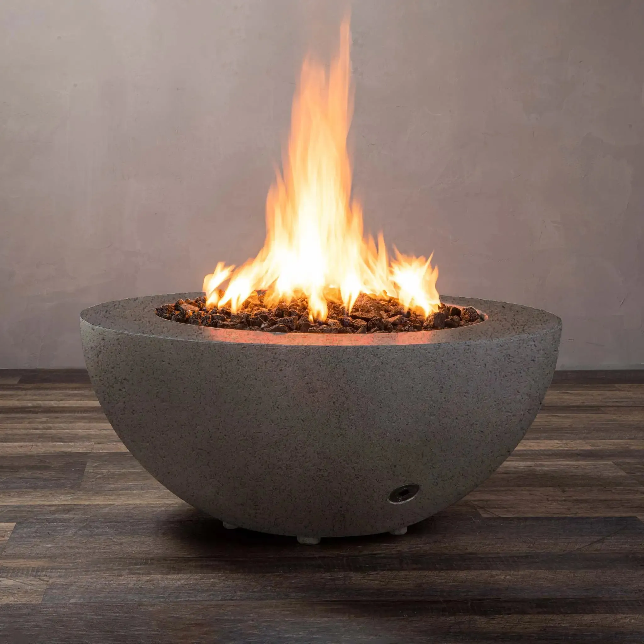 Gravity - Rustic 36" W Brown Round Concrete CSA Electronic Ignition On/Off Propane Gas Fire Pit - SD-FP-TRAV-3616-BRN-ELECCSAOO-LP by Starfire Designs