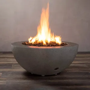 Gravity - Rustic 36" W Brown Round Concrete CSA Electronic Ignition On/Off Propane Gas Fire Pit - SD-FP-TRAV-3616-BRN-ELECCSAOO-LP by Starfire Designs