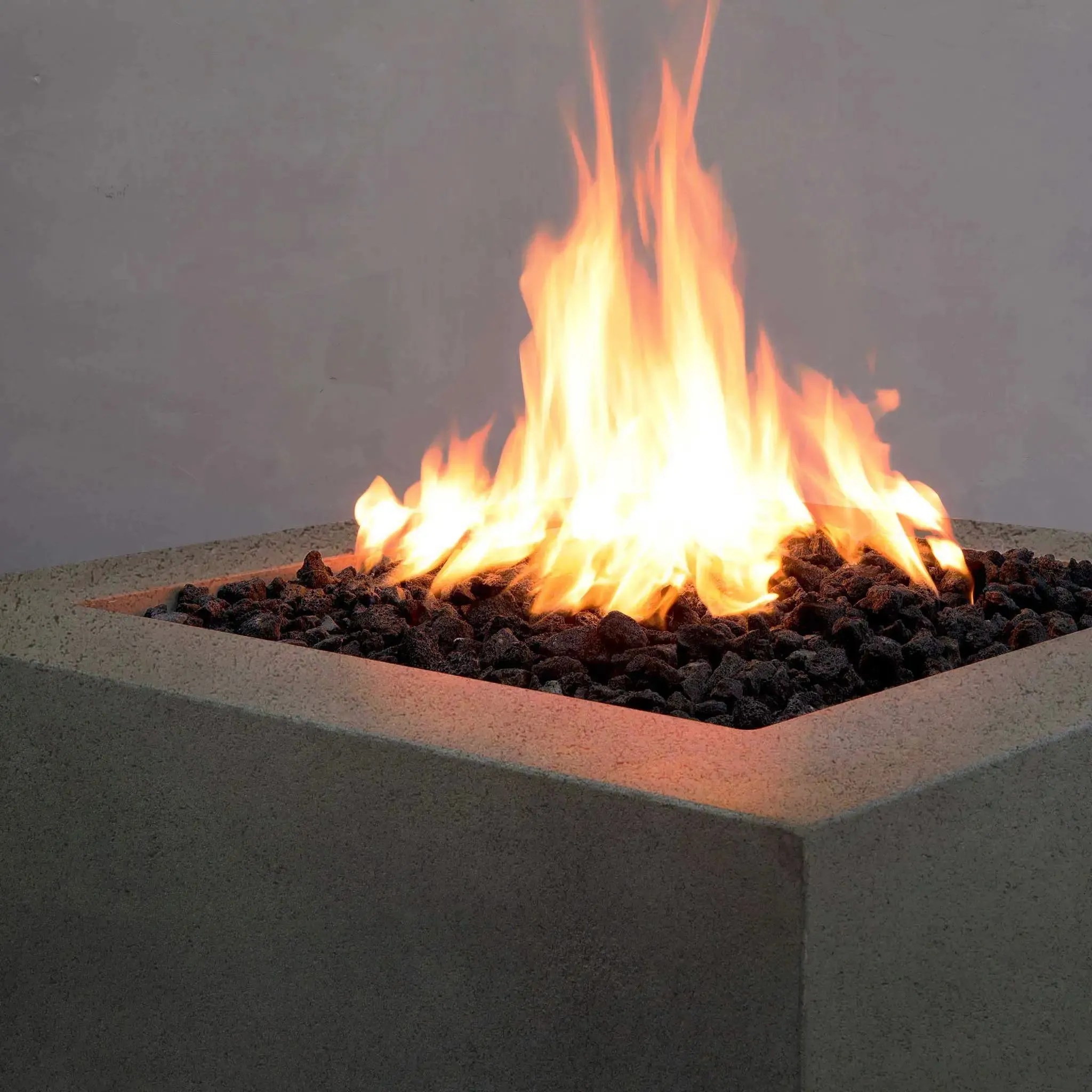 Gravity - Rustic 36" W Brown Square Concrete CSA Electronic Ignition On/Off Propane Gas Fire Pit - SD-FP-TRAV-363616-BRN-ELECCSAOO-LP by Starfire Designs
