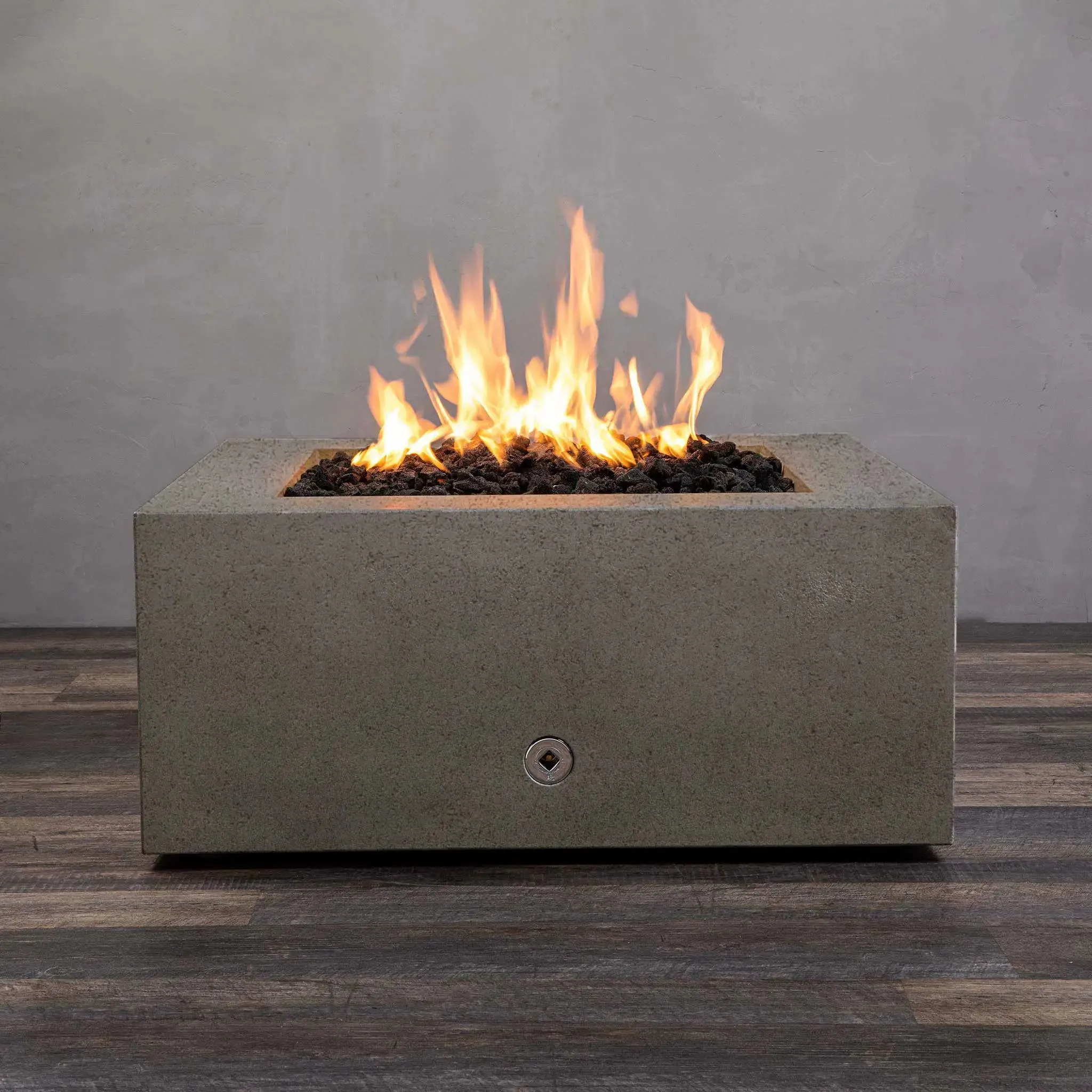 Gravity - Rustic 36" W Brown Square Concrete CSA Electronic Ignition On/Off Propane Gas Fire Pit - SD-FP-TRAV-363616-BRN-ELECCSAOO-LP by Starfire Designs