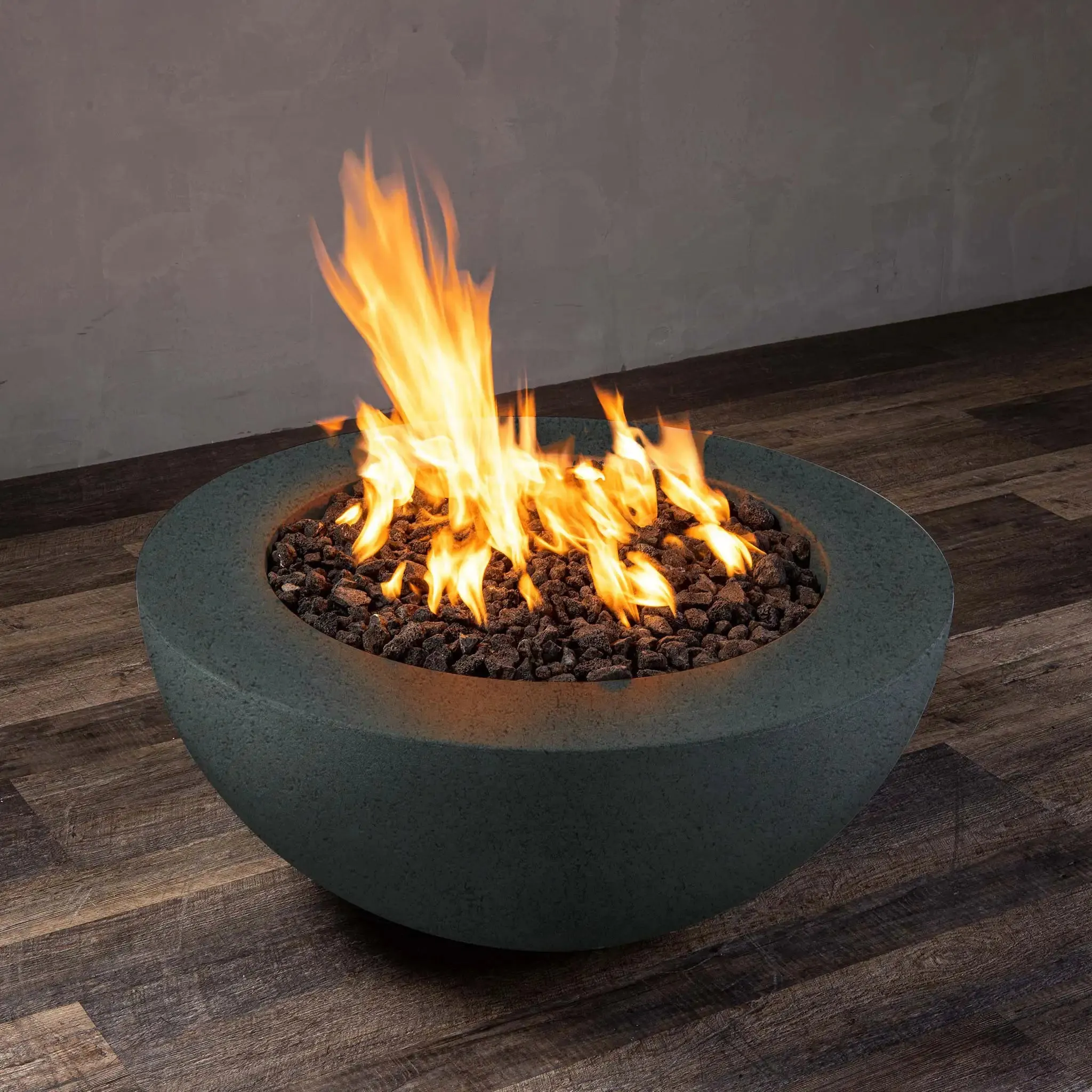 Gravity - Rustic 36" W Graphite Round Concrete CSA Electronic Ignition On/Off Propane Gas Fire Pit - SD-FP-TRAV-3616-GRPH-ELECCSAOO-LP by Starfire Designs