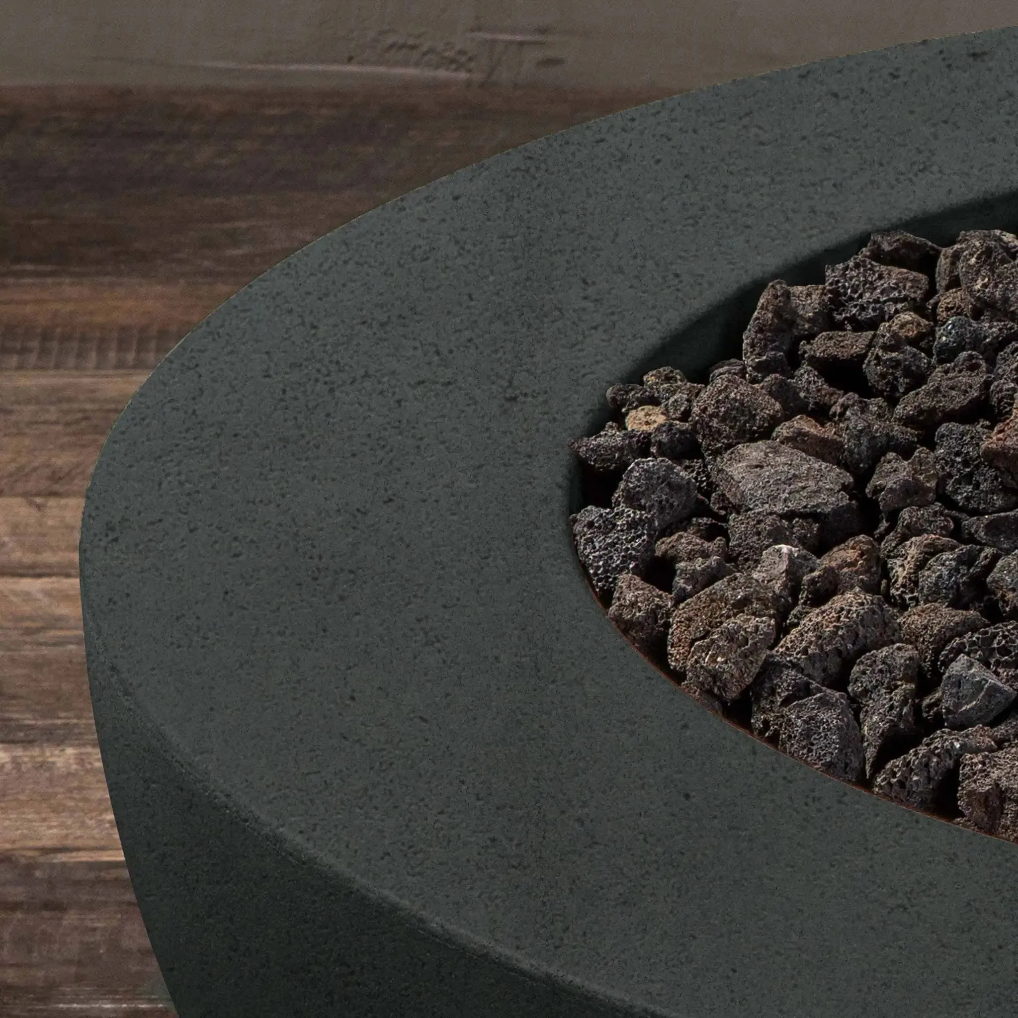 Gravity - Rustic 36" W Graphite Round Concrete CSA Electronic Ignition On/Off Propane Gas Fire Pit - SD-FP-TRAV-3616-GRPH-ELECCSAOO-LP by Starfire Designs