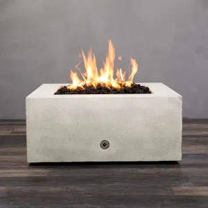 Gravity - Rustic 36" W White Square Concrete PowerGlow Electronic Ignition Natural Gas Fire Pit - SD-FP-TRAV-363616-WHT-POWERGLOW-NG by Starfire Designs