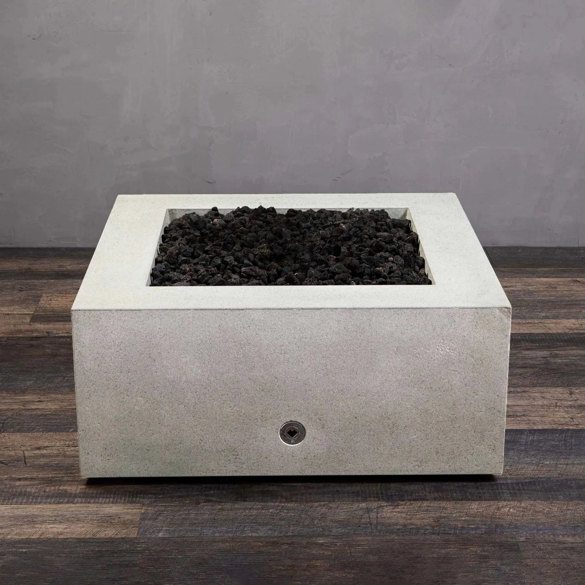 Gravity - Rustic 36" W White Square Concrete PowerGlow Electronic Ignition Natural Gas Fire Pit - SD-FP-TRAV-363616-WHT-POWERGLOW-NG by Starfire Designs