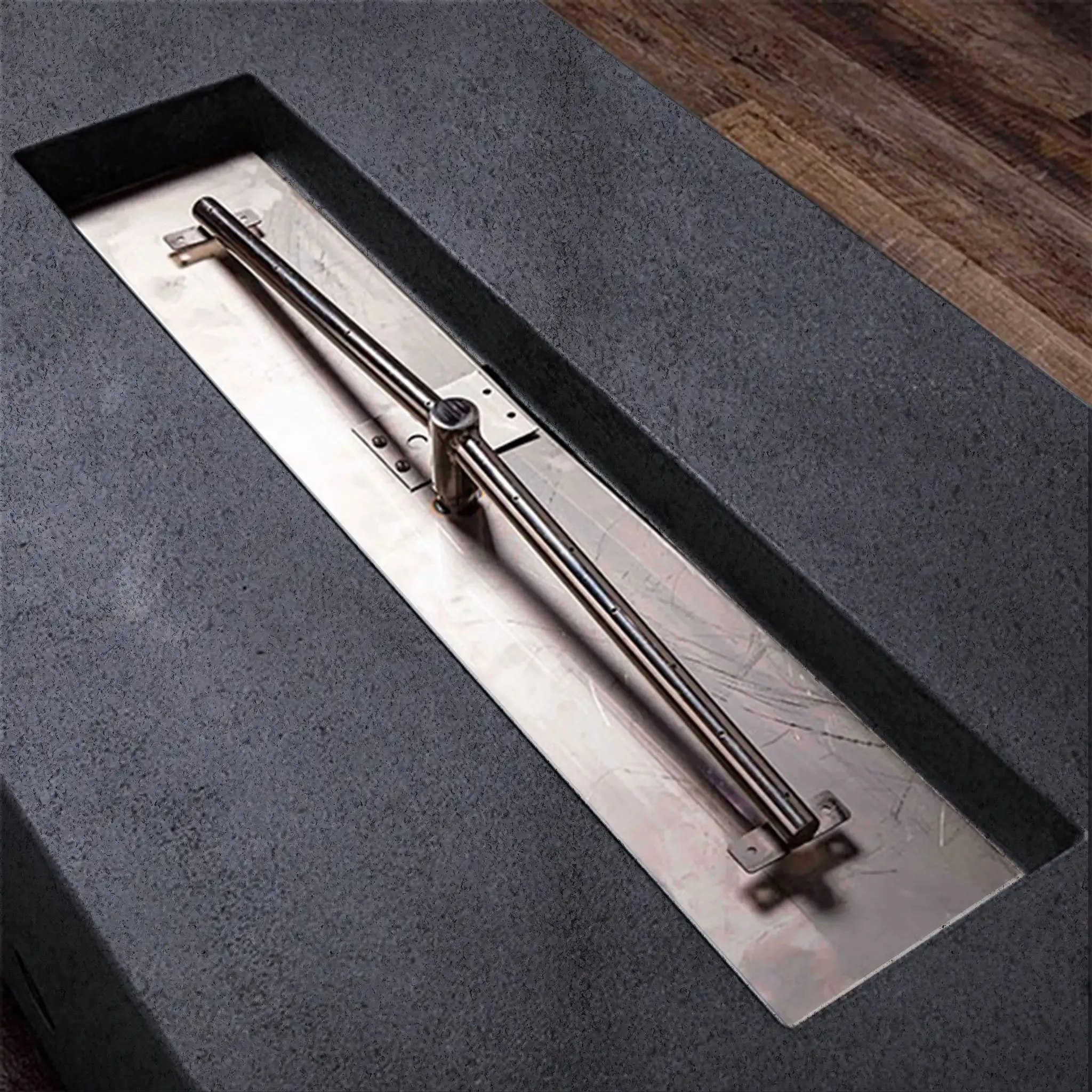 Gravity - Rustic 60" W x 24" L Graphite Rectangle Concrete CSA Electronic Ignition On/Off Propane Gas Fire Pit - SD-FP-TRAV-602416-GRPH-ELECCSAOO-LP by Starfire Designs