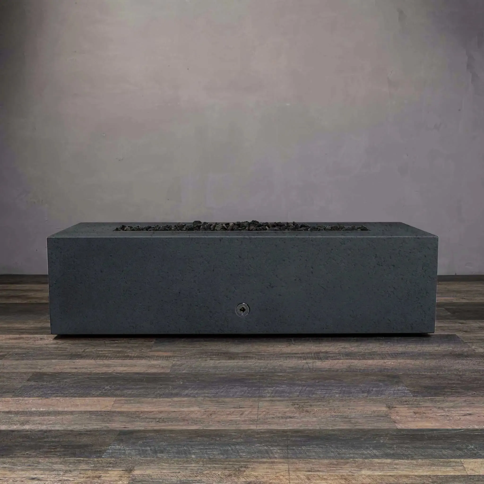 Gravity - Rustic 60" W x 24" L Graphite Rectangle Concrete CSA Electronic Ignition On/Off Propane Gas Fire Pit - SD-FP-TRAV-602416-GRPH-ELECCSAOO-LP by Starfire Designs