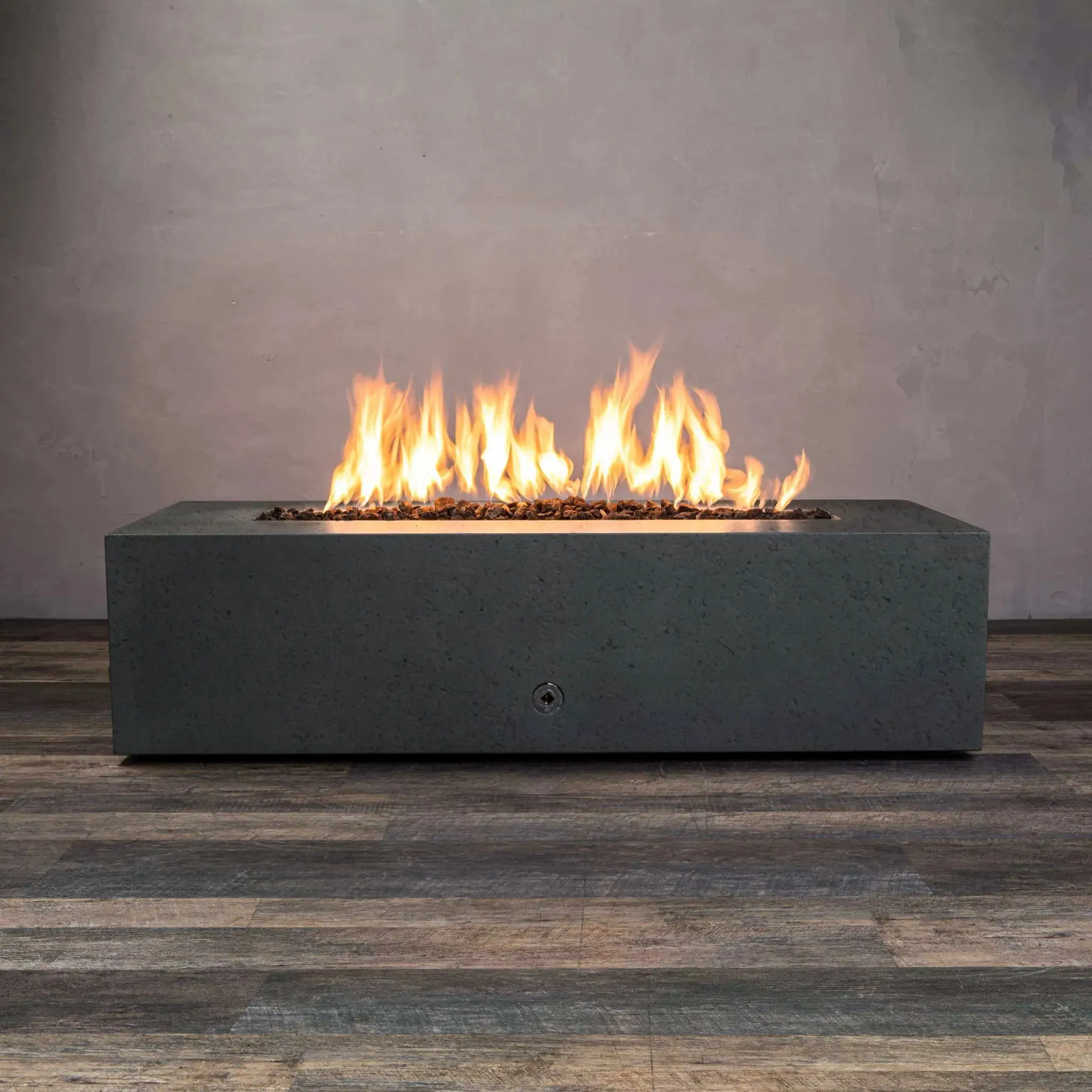 Gravity - Rustic 60" W x 24" L Graphite Rectangle Concrete CSA Electronic Ignition On/Off Propane Gas Fire Pit - SD-FP-TRAV-602416-GRPH-ELECCSAOO-LP by Starfire Designs