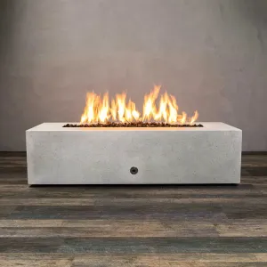 Gravity - Rustic 60" W x 24" L White Rectangle Concrete CSA Electronic Ignition On/Off Propane Gas Fire Pit - SD-FP-TRAV-602416-WHT-ELECCSAOO-LP by Starfire Designs