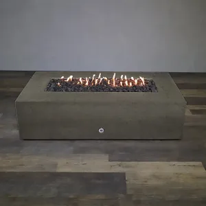 Gravity - Rustic 60" W x 32" L Brown Rectangle Concrete PowerGlow Electronic Ignition Natural Gas Fire Pit - SD-FP-TRAV-603216-BRN-POWERGLOW-NG by Starfire Designs