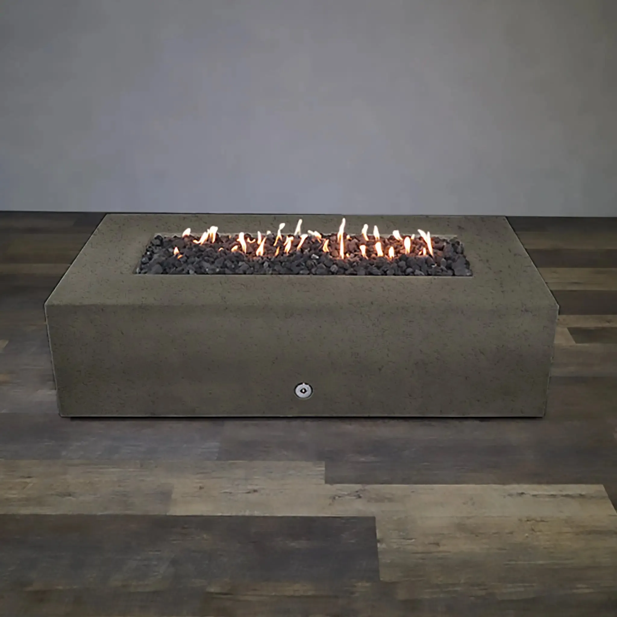 Gravity - Rustic 60" W x 32" L Brown Rectangle Concrete PowerGlow Electronic Ignition Natural Gas Fire Pit - SD-FP-TRAV-603216-BRN-POWERGLOW-NG by Starfire Designs