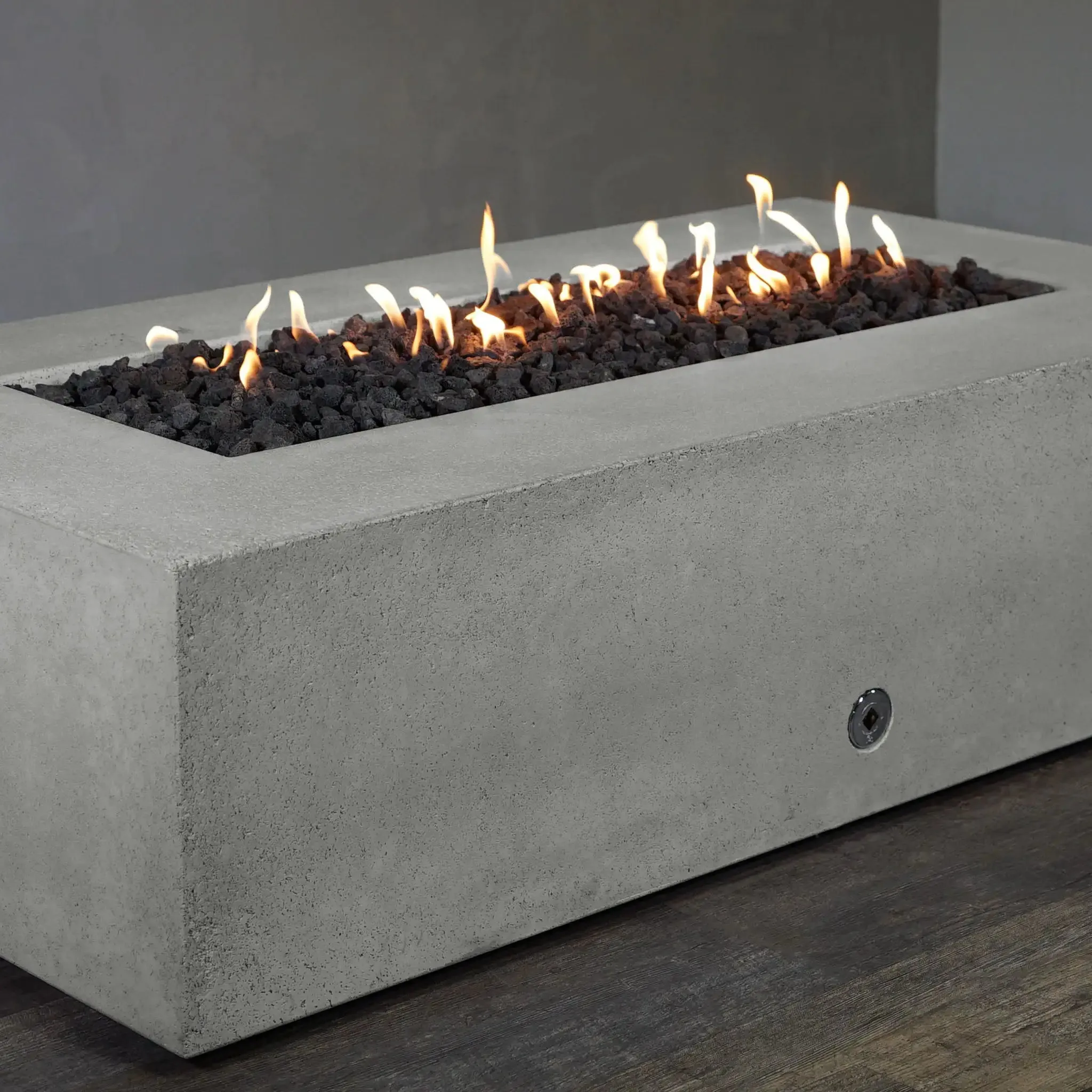 Gravity - Rustic 60" W x 32" L Natural Gray Rectangle Concrete CSA Electronic Ignition On/Off Propane Gas Fire Pit - SD-FP-TRAV-603216-NATG-ELECCSAOO-LP by Starfire Designs