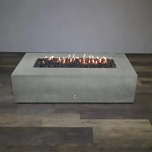 Gravity - Rustic 60" W x 32" L Natural Gray Rectangle Concrete CSA Electronic Ignition On/Off Propane Gas Fire Pit - SD-FP-TRAV-603216-NATG-ELECCSAOO-LP by Starfire Designs