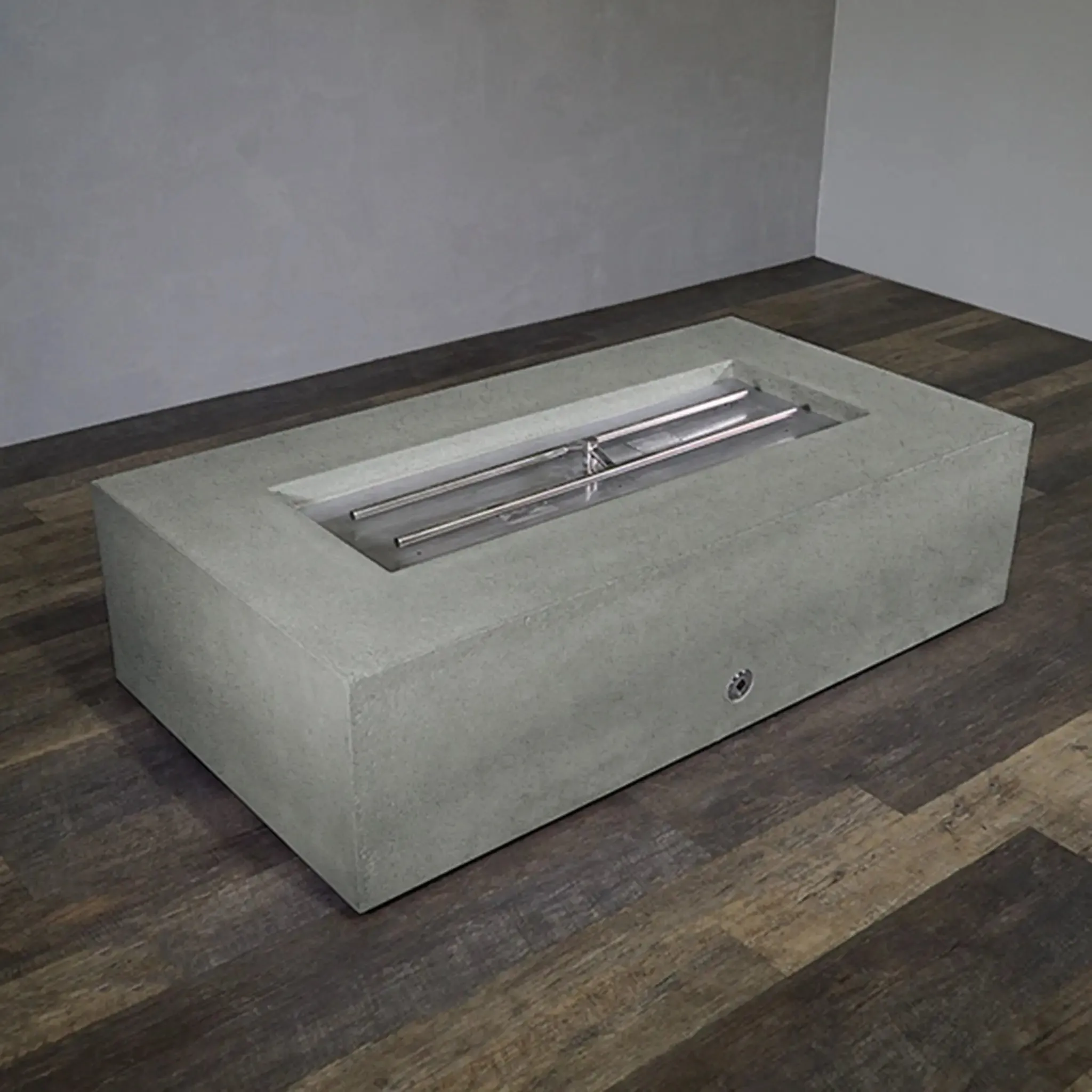 Gravity - Rustic 60" W x 32" L Natural Gray Rectangle Concrete CSA Electronic Ignition On/Off Propane Gas Fire Pit - SD-FP-TRAV-603216-NATG-ELECCSAOO-LP by Starfire Designs