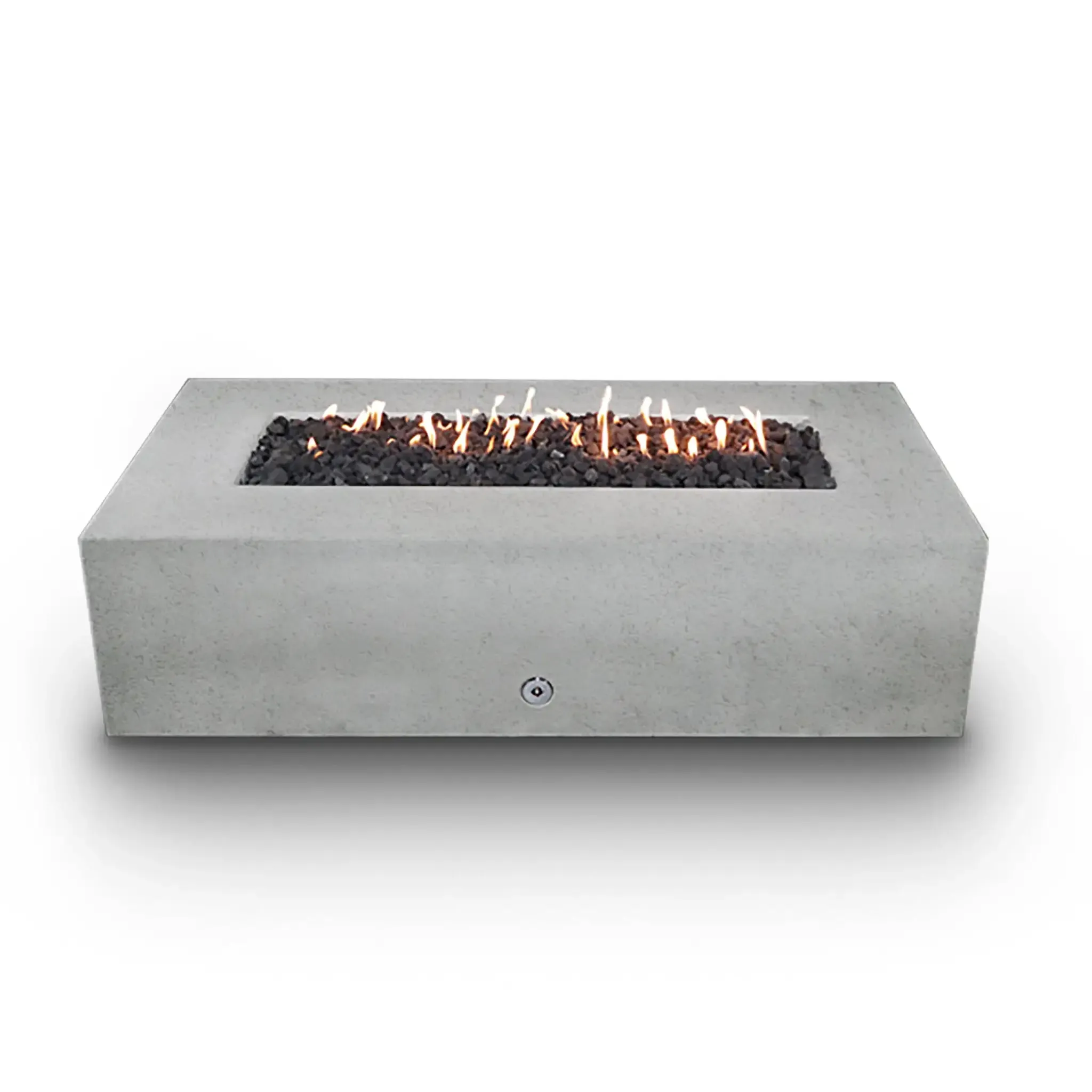 Gravity - Rustic 60" W x 32" L White Rectangle Concrete CSA Electronic Ignition High/Low Natural Gas Fire Pit - SD-FP-TRAV-603216-WHT-ELECCSAHL-NG by Starfire Designs