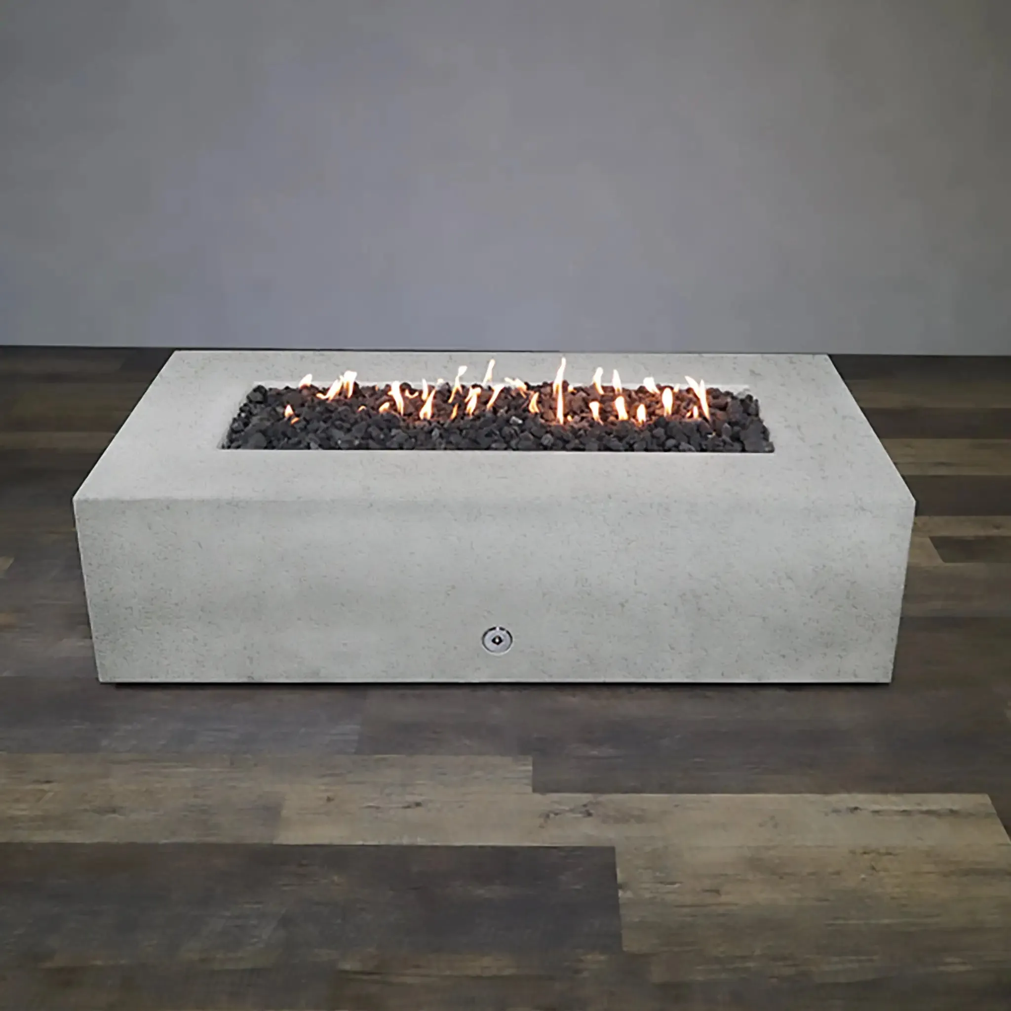 Gravity - Rustic 60" W x 32" L White Rectangle Concrete CSA Electronic Ignition On/Off Natural Gas Fire Pit - SD-FP-TRAV-603216-WHT-ELECCSAOO-NG by Starfire Designs