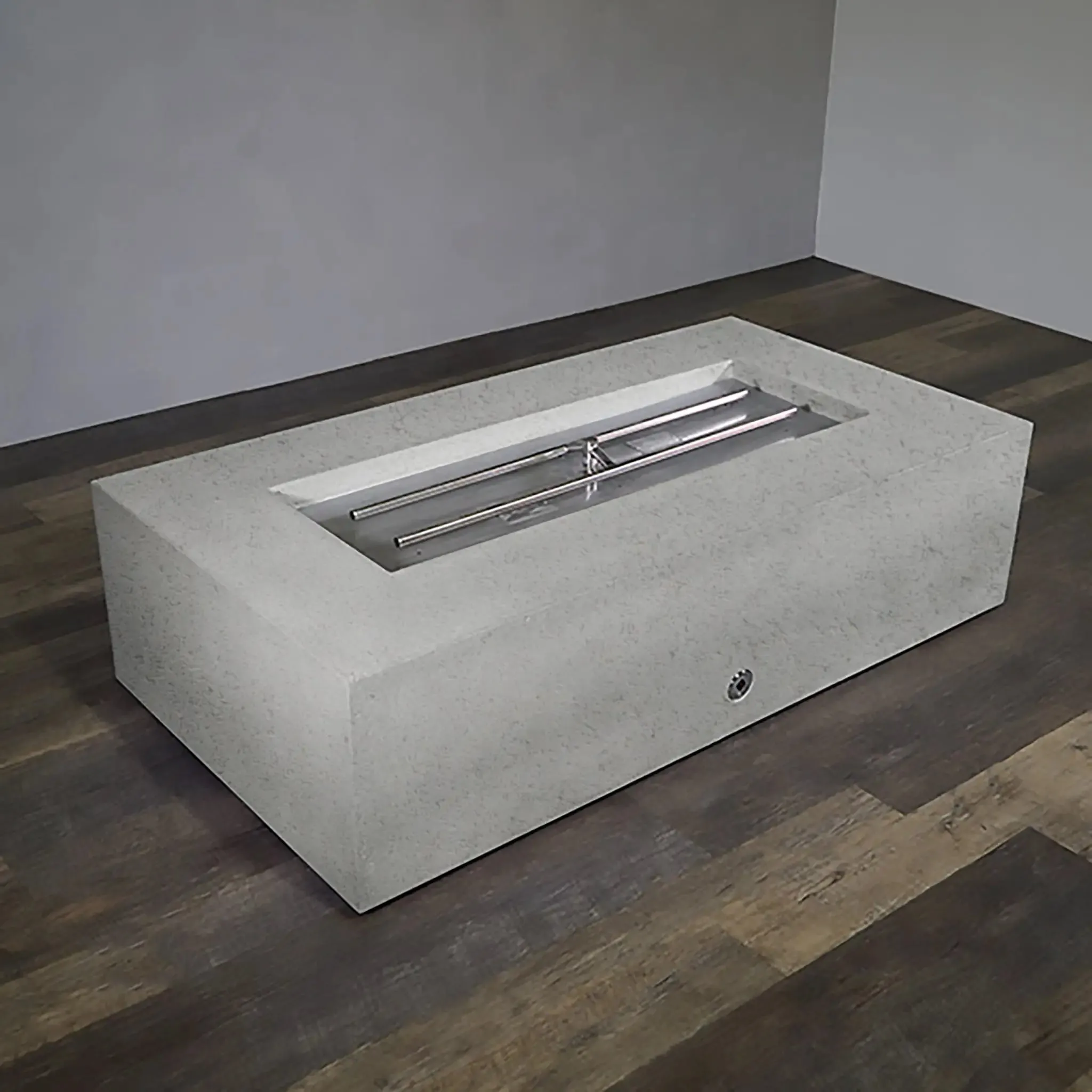 Gravity - Rustic 60" W x 32" L White Rectangle Concrete CSA Electronic Ignition On/Off Natural Gas Fire Pit - SD-FP-TRAV-603216-WHT-ELECCSAOO-NG by Starfire Designs