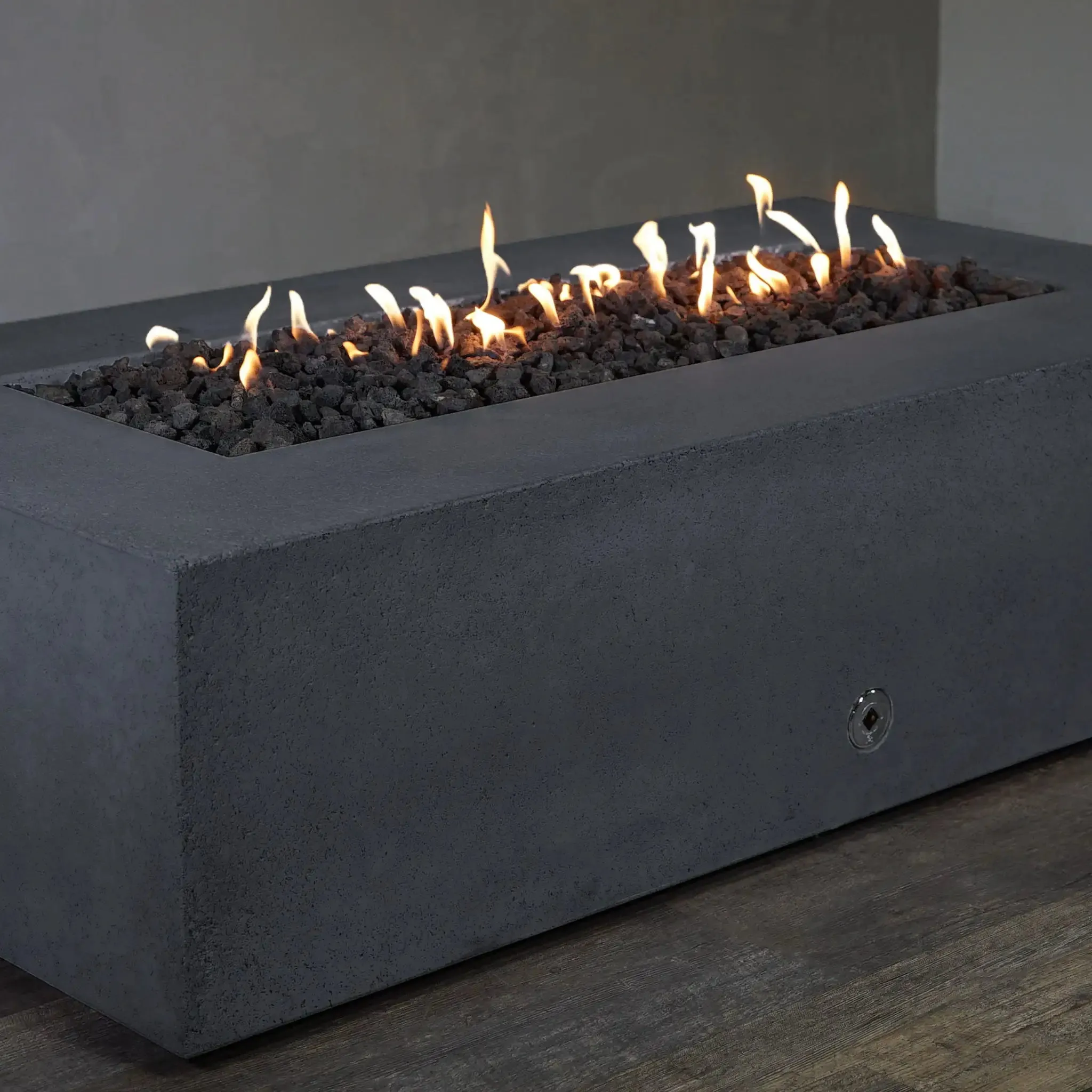 Gravity - Rustic 72" W x 38" L Graphite Rectangle Concrete PowerGlow Electronic Ignition Natural Gas Fire Pit - SD-FP-TRAV-723816-GRPH-POWERGLOW-NG by Starfire Designs