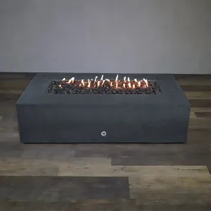 Gravity - Rustic 72" W x 38" L Graphite Rectangle Concrete PowerGlow Electronic Ignition Natural Gas Fire Pit - SD-FP-TRAV-723816-GRPH-POWERGLOW-NG by Starfire Designs