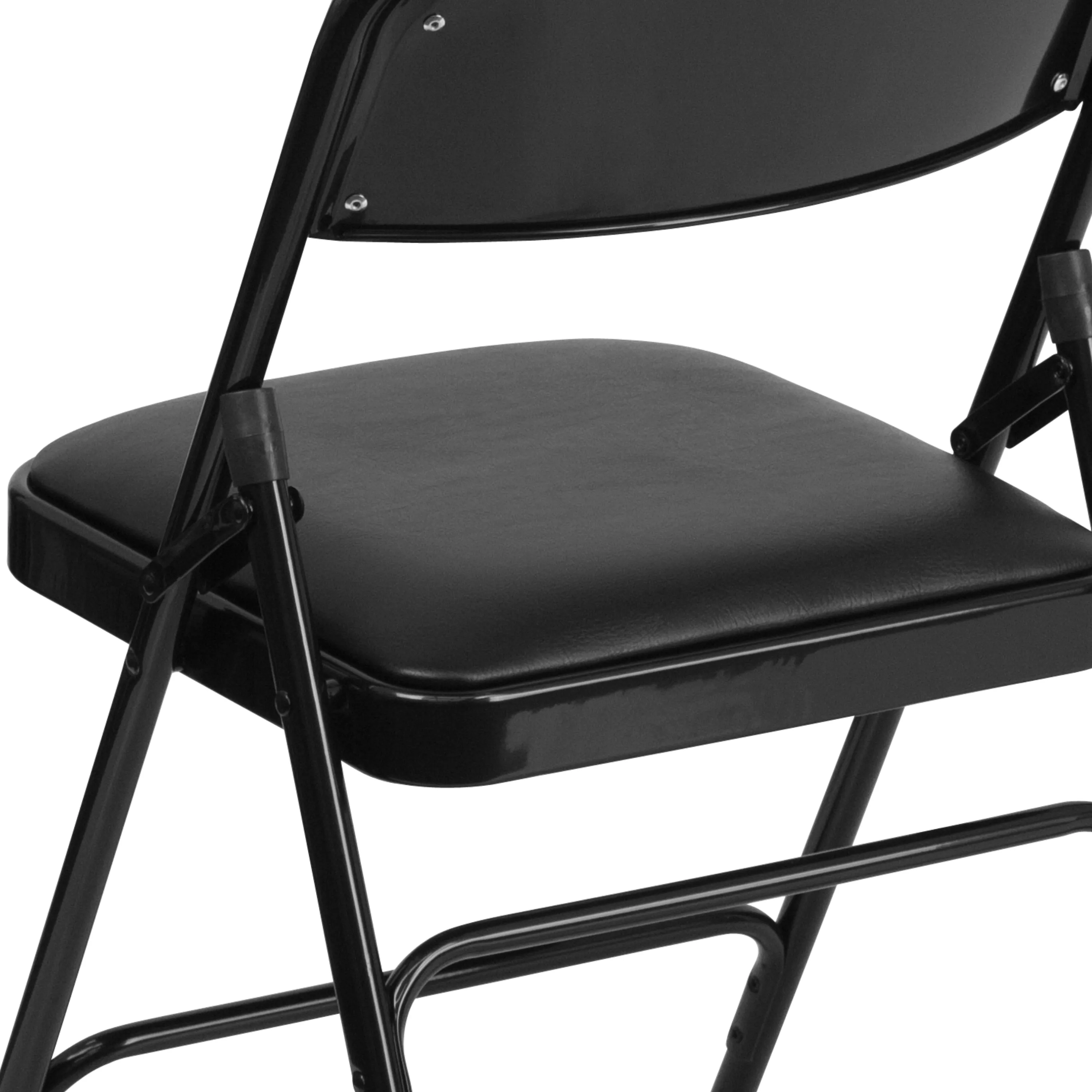 HERCULES Series Metal Folding Chairs with Padded Seats | Set of 2 Black Metal Folding Chairs